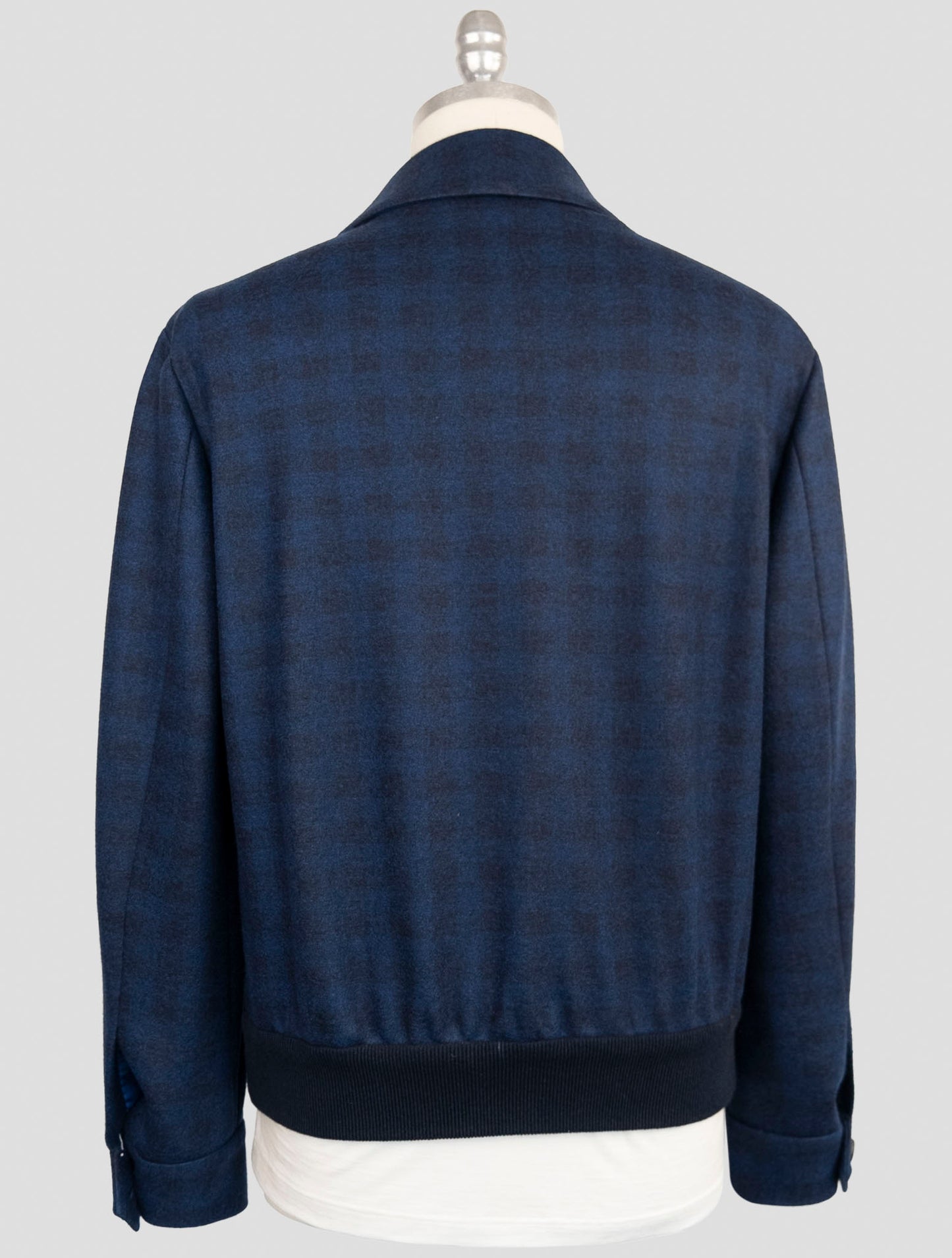 Kiton Knt Blue Fleece Wool Coat