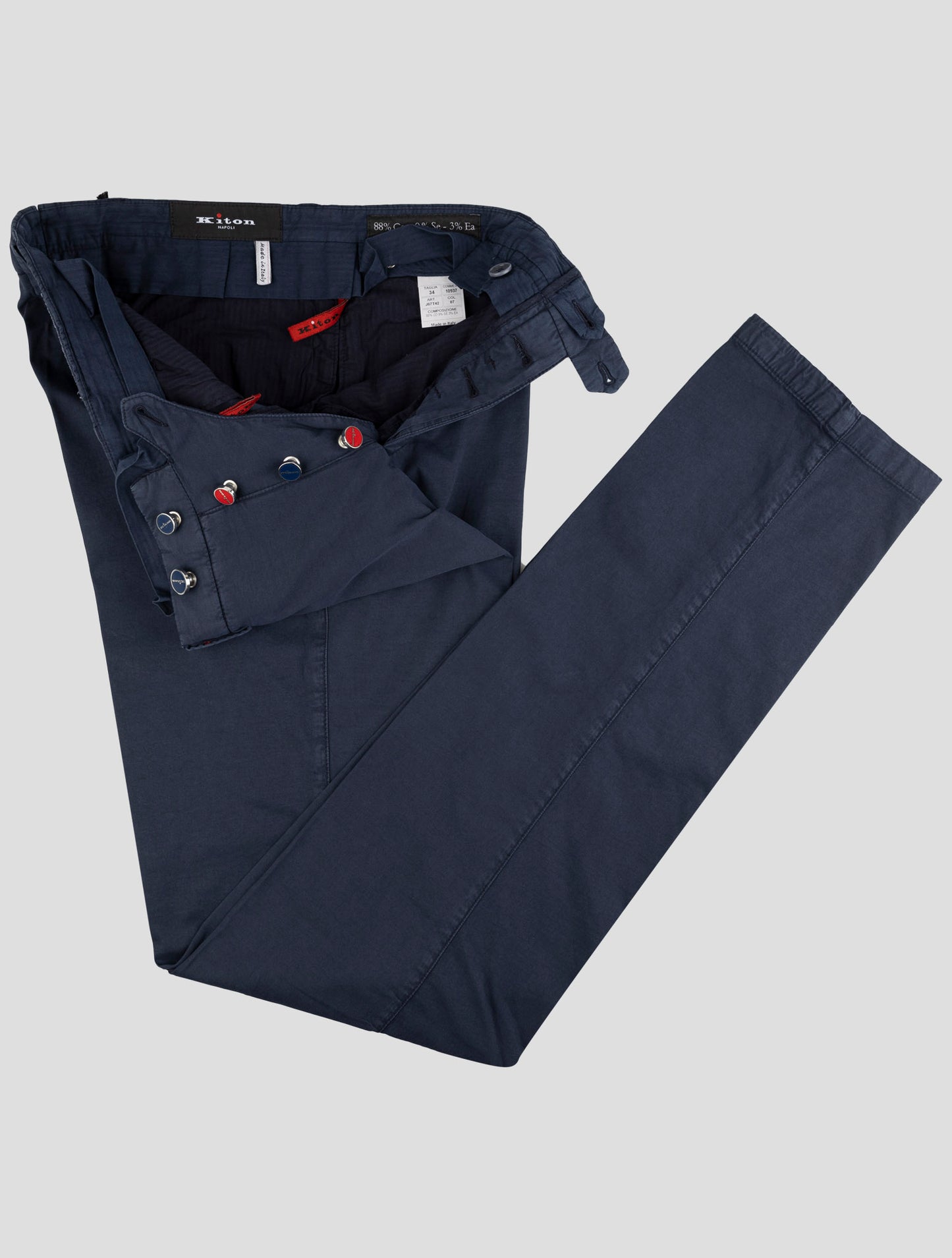 Kiton Blue Cotton Silk Ea Pants