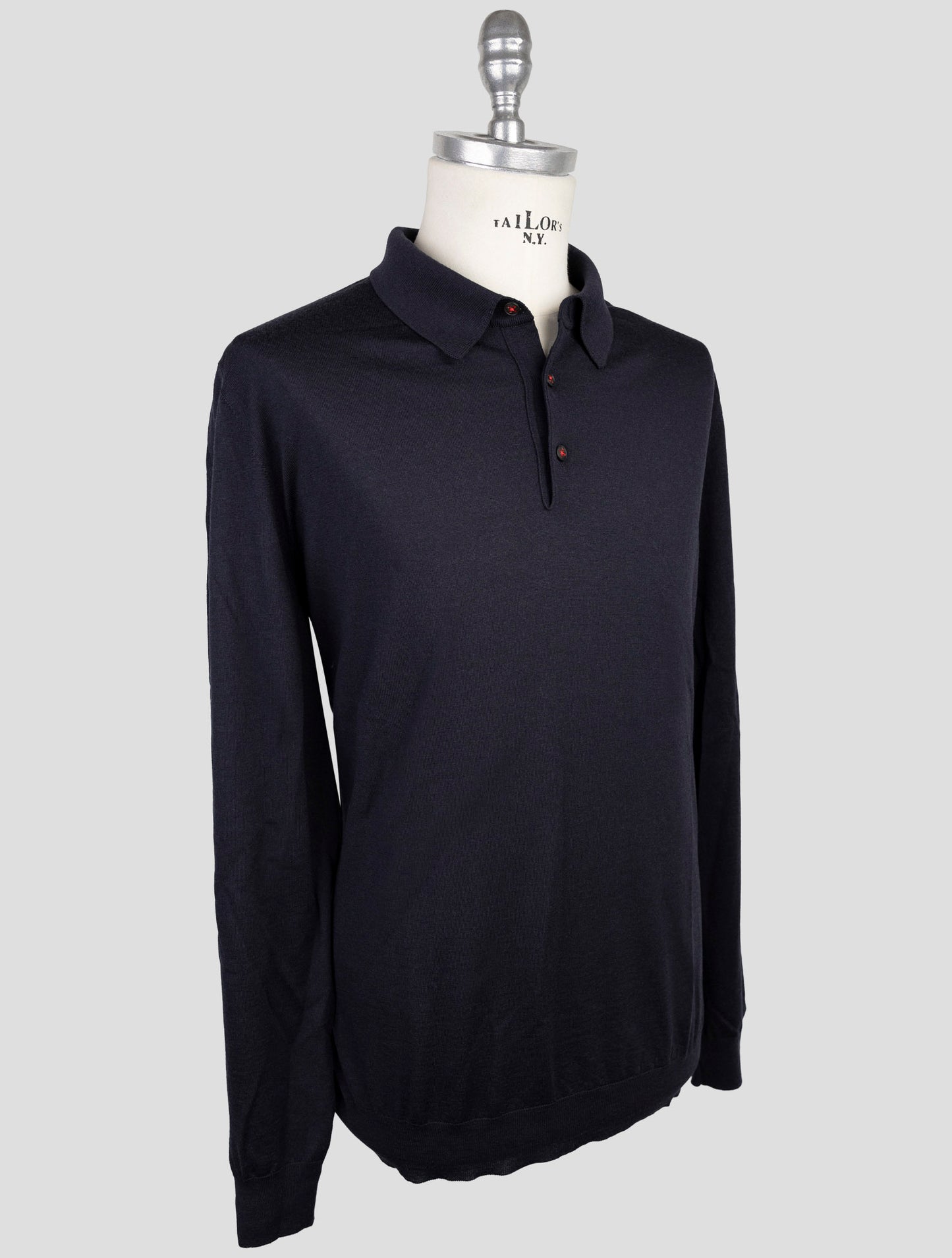 Kiton Dark Blue Wool Sweater Polo