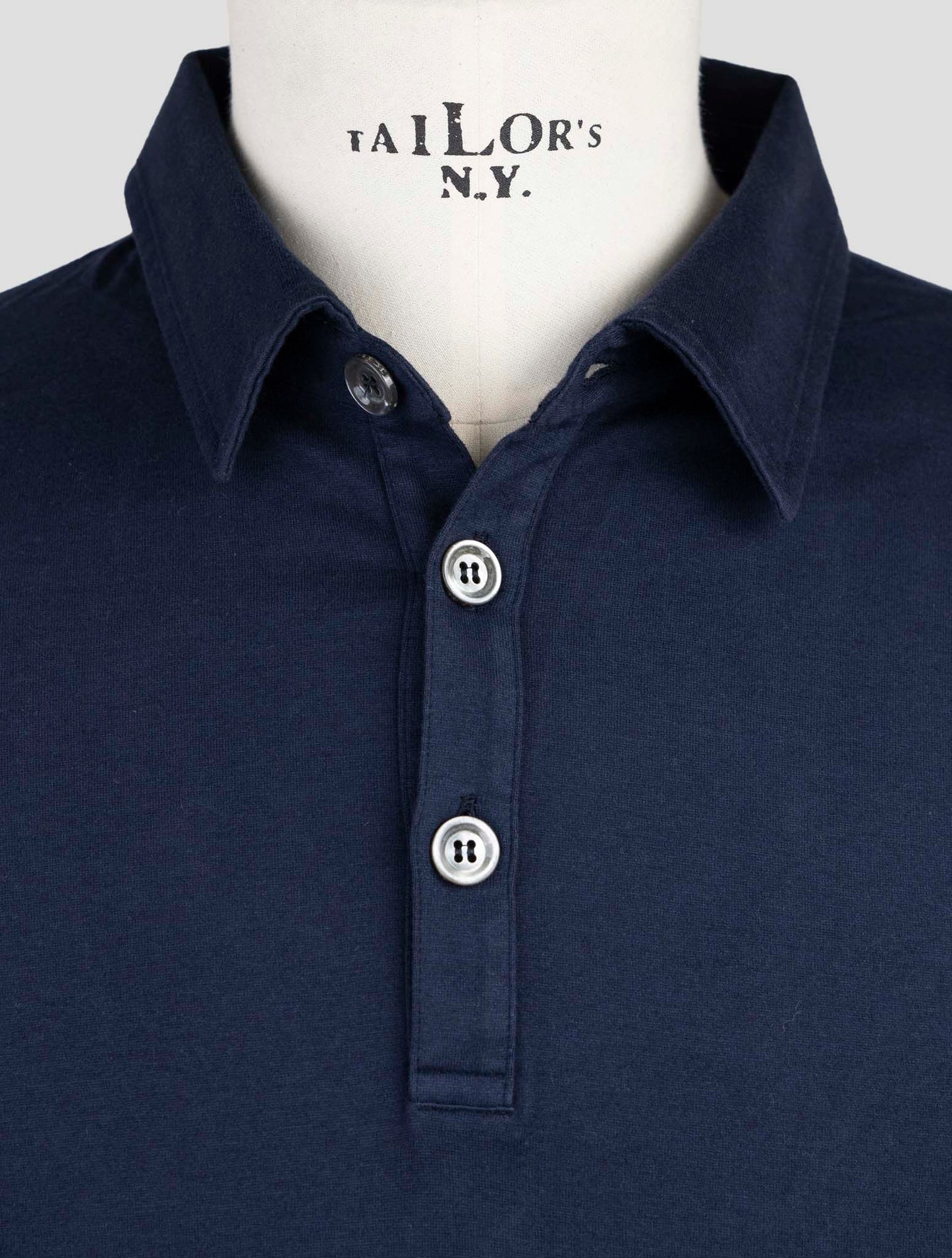 Kiton Blue Cotton Cashmere Sweater Polo