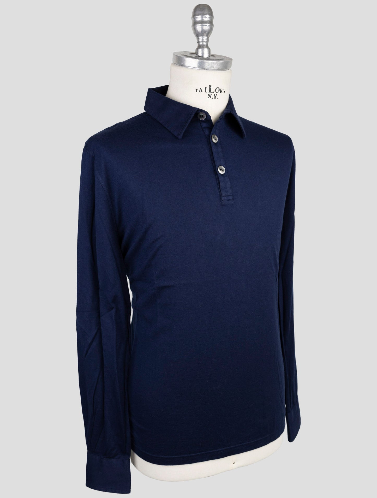 Kiton Blue Cotton Cashmere Sweater Polo