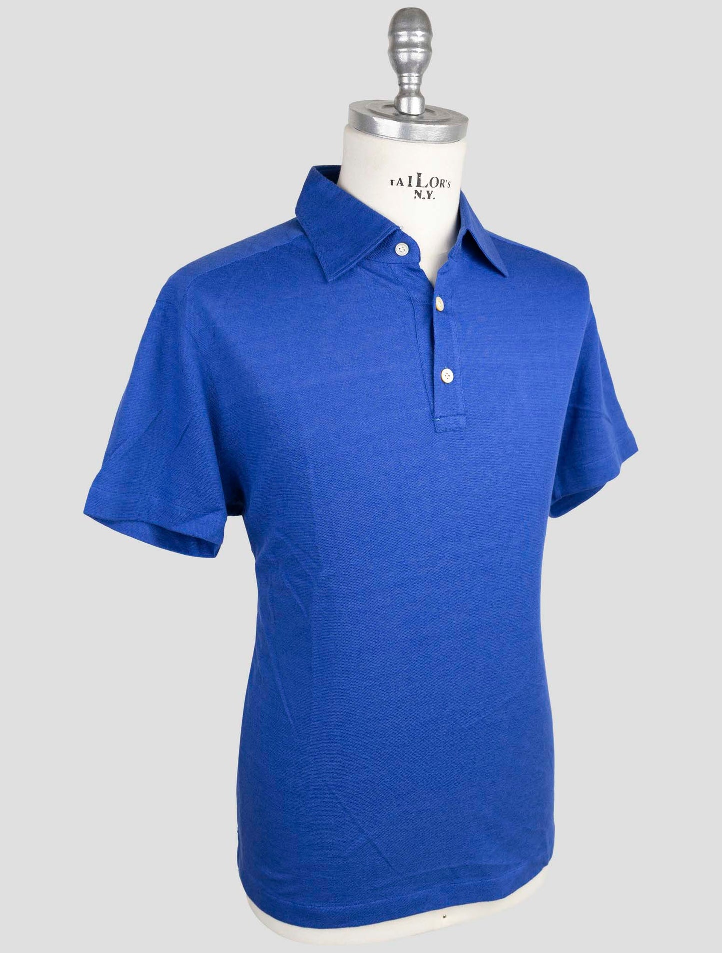 Kiton Blue Linen Cotton Polo
