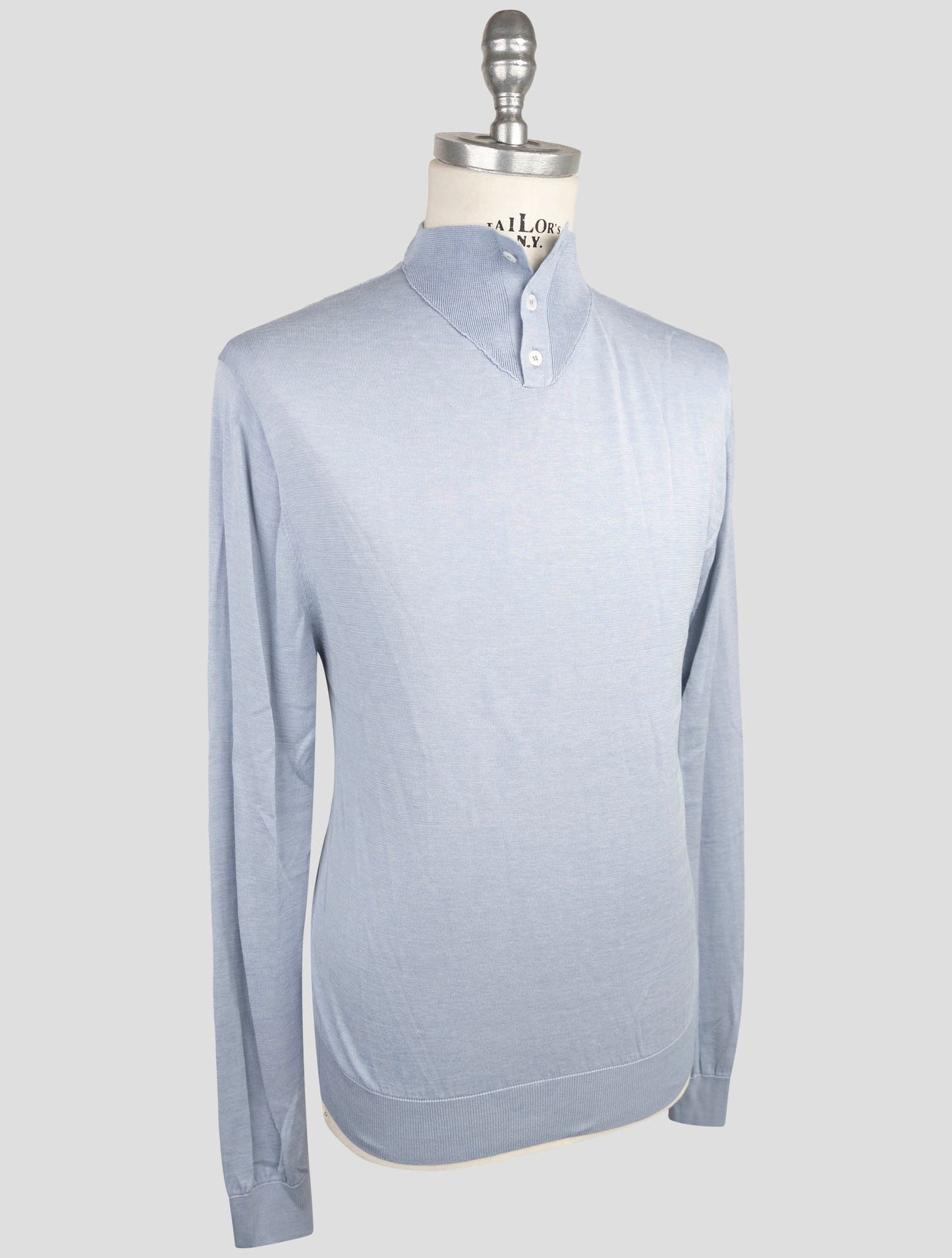 Kiton Light Blue Silk Cotton Sweater