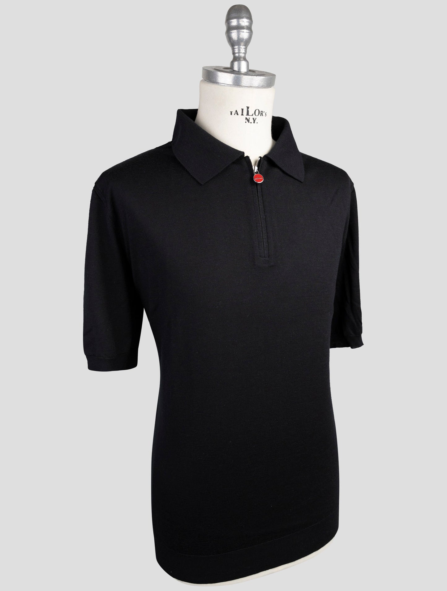 Kiton Black Silk Cashmere Linen Sweater Polo