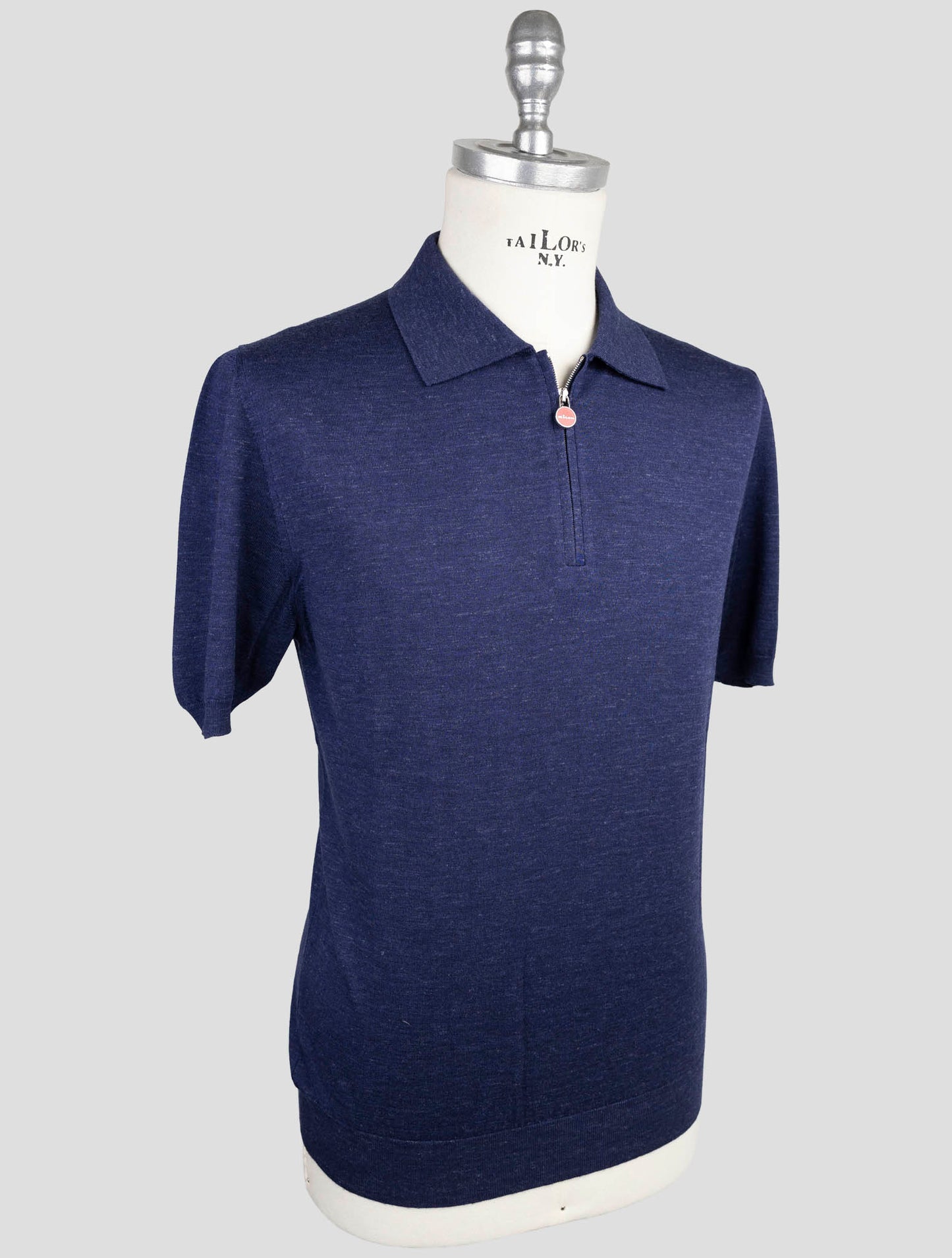 Kiton Blue Silk Cashmere Linen Polo