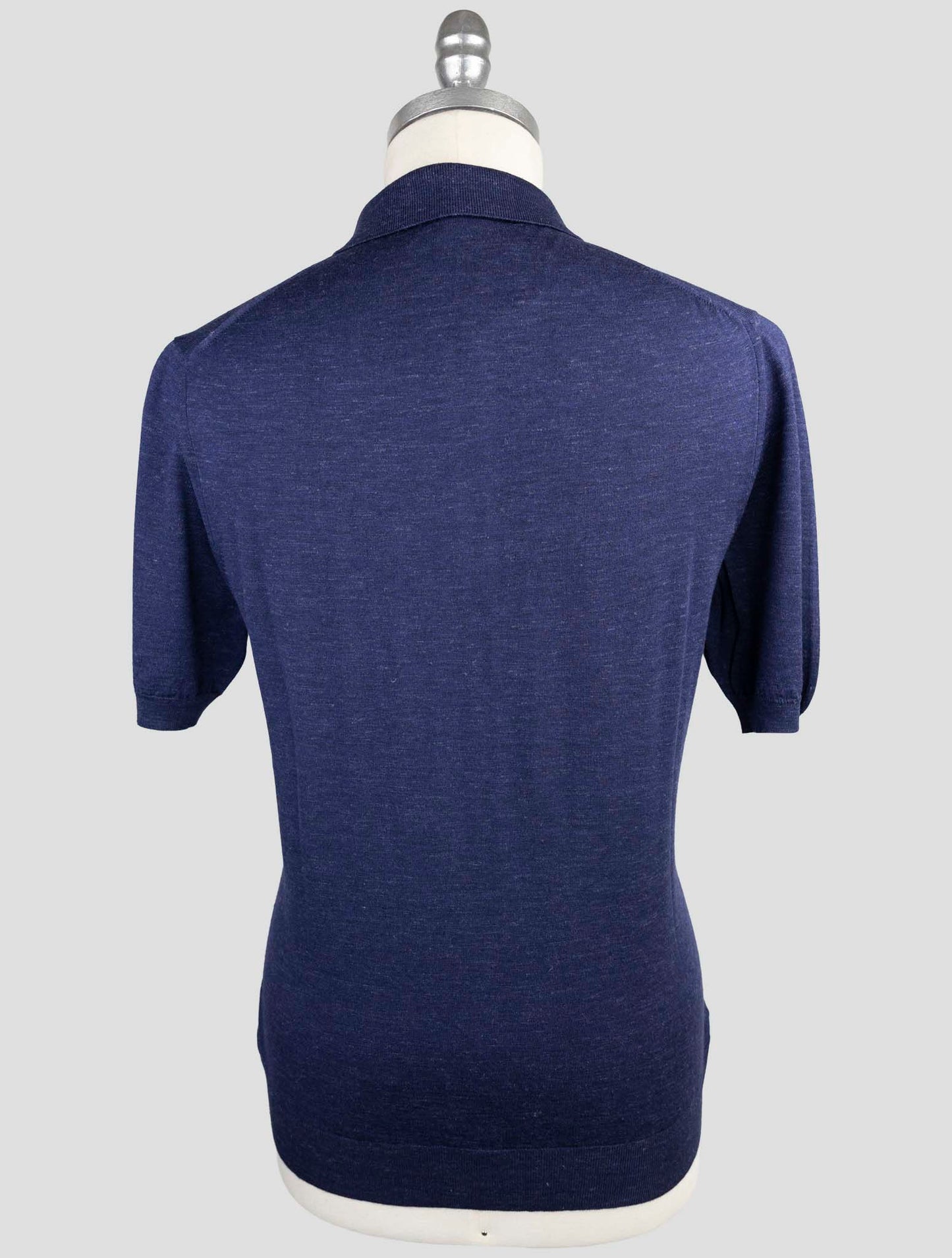 Kiton Blue Silk Cashmere Linen Polo
