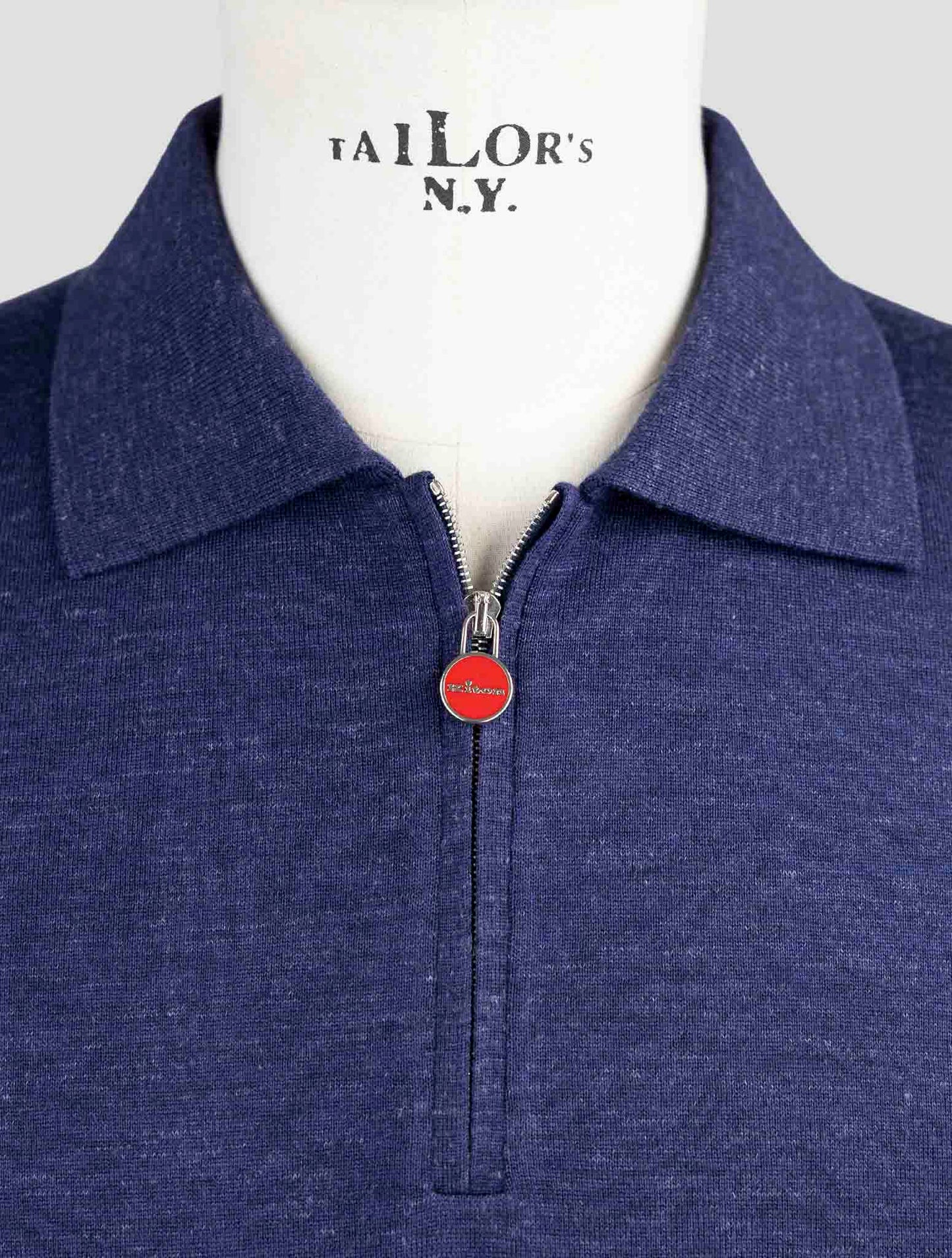 Kiton Blue Silk Cashmere Linen Polo
