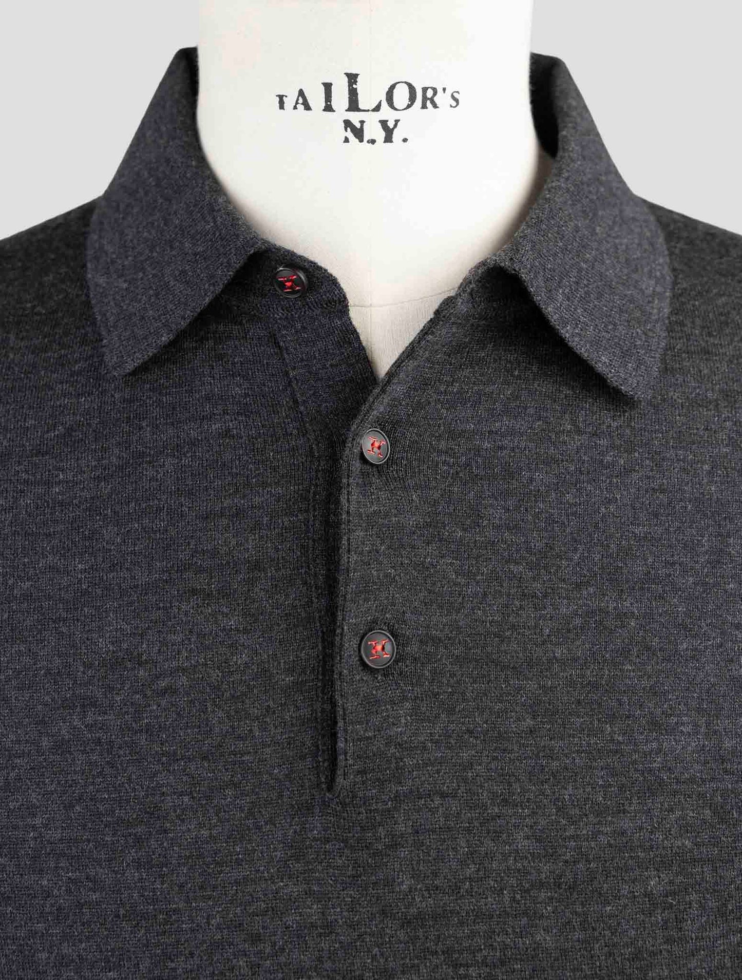 Kiton Dark Gray Wool Sweater Polo