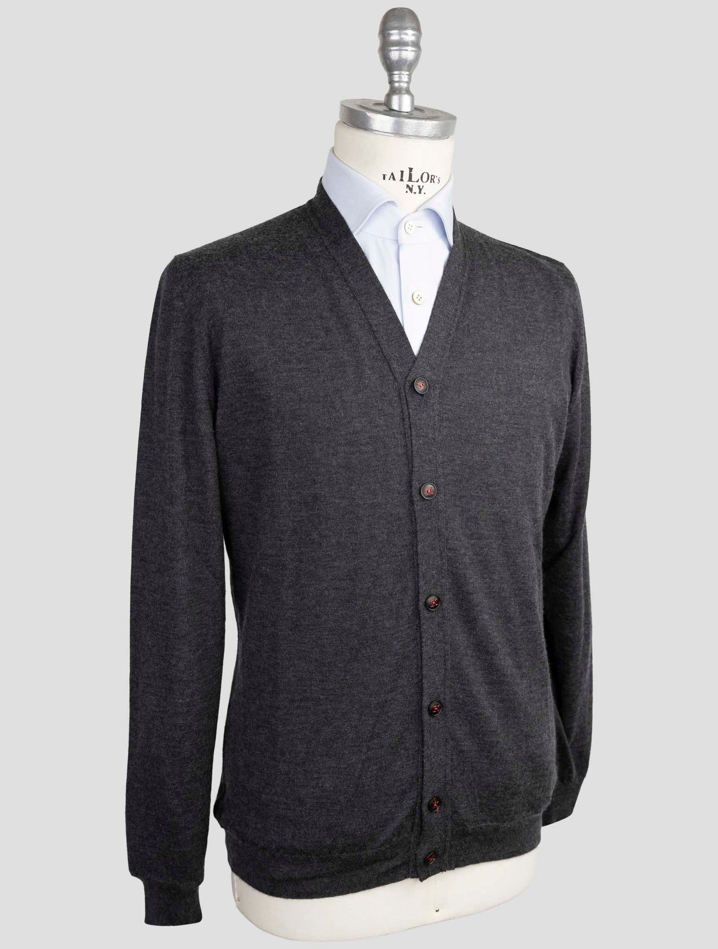 Kiton Gray Cashmere Silk Sweater Cardigan