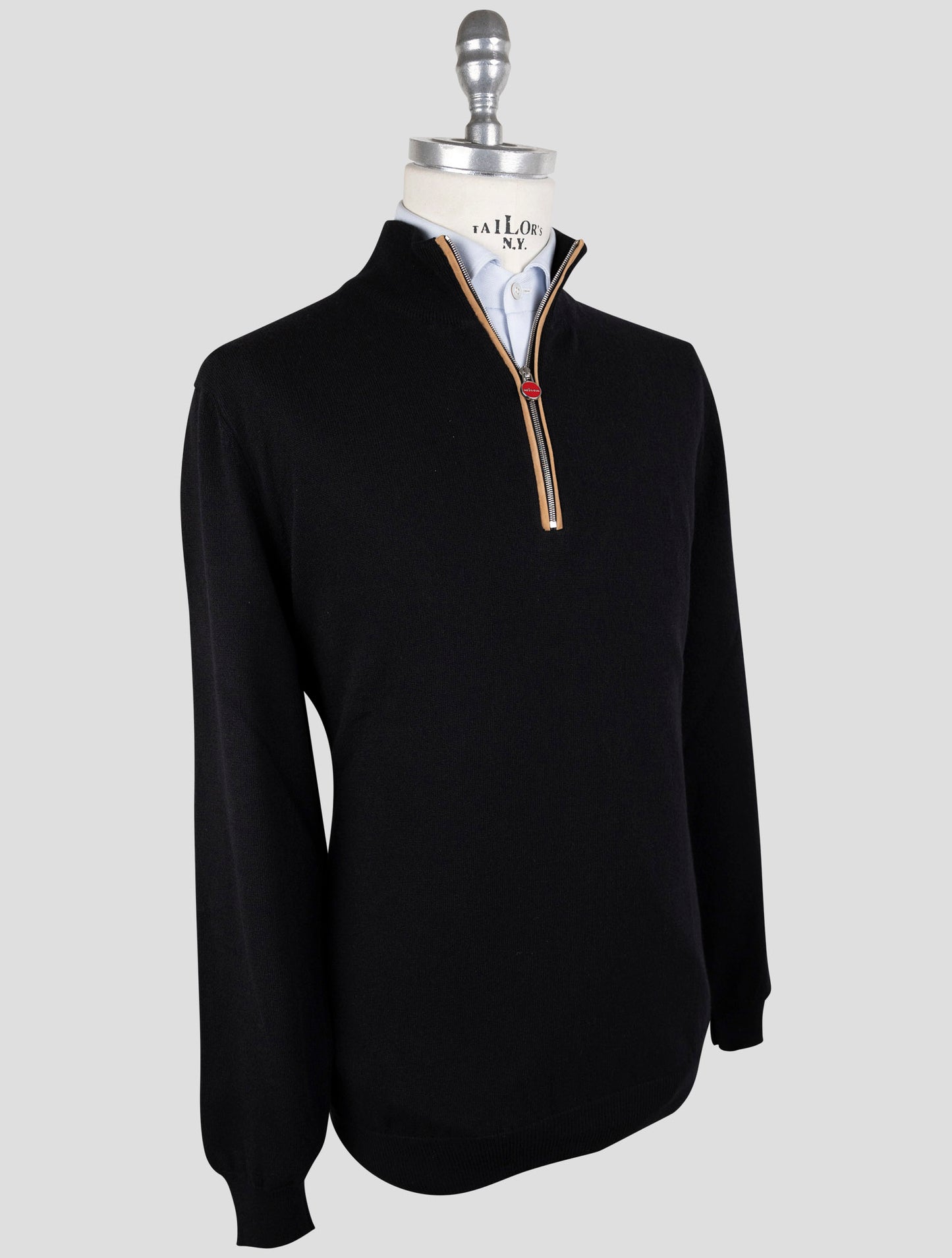 Kiton Black Cashmere Sweater Half Zip