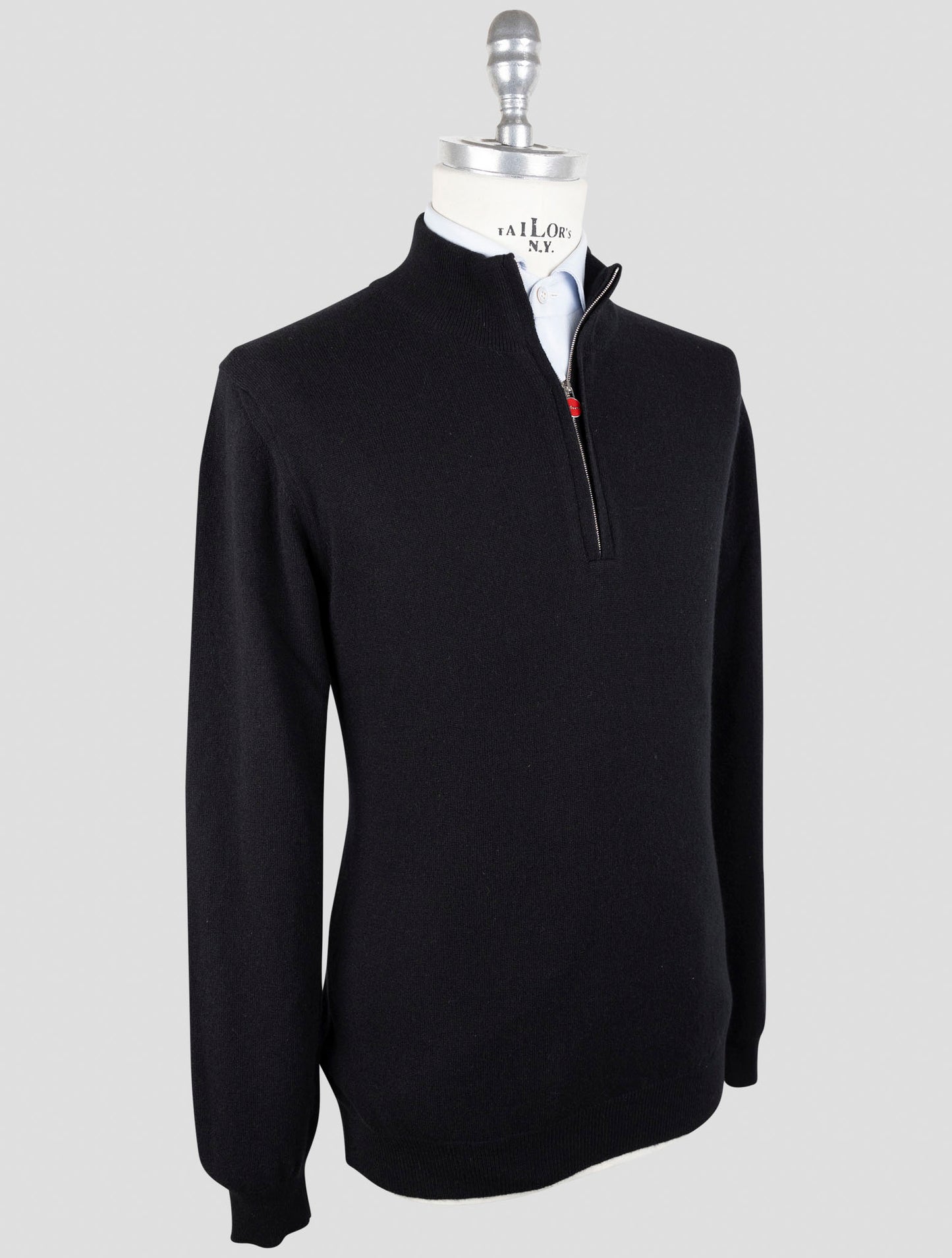 Kiton Black Cashmere Sweater Half Zip