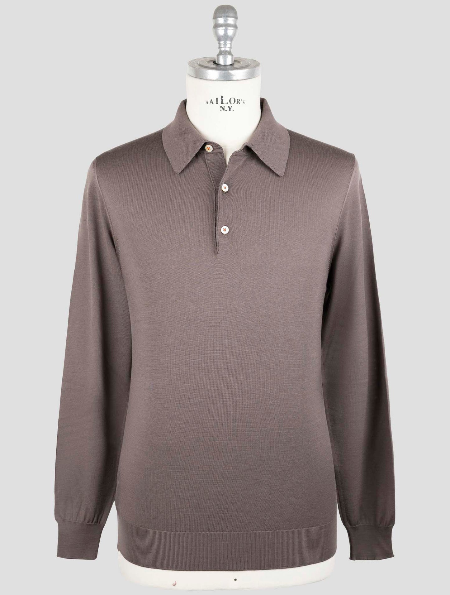 Kiton Brown Wool Sweater Polo