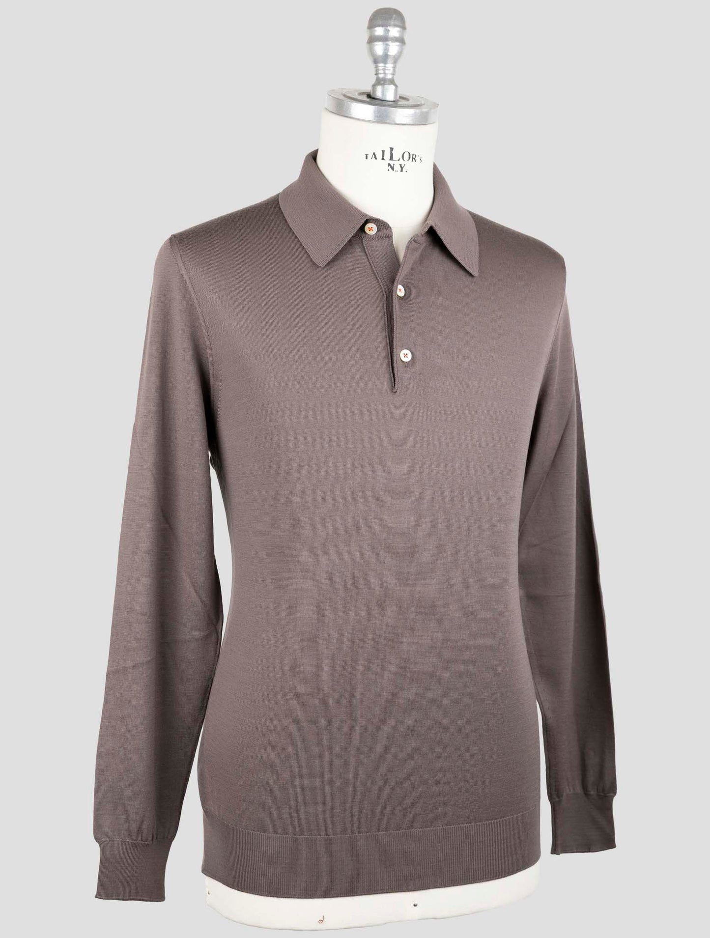 Kiton Brown Wool Sweater Polo
