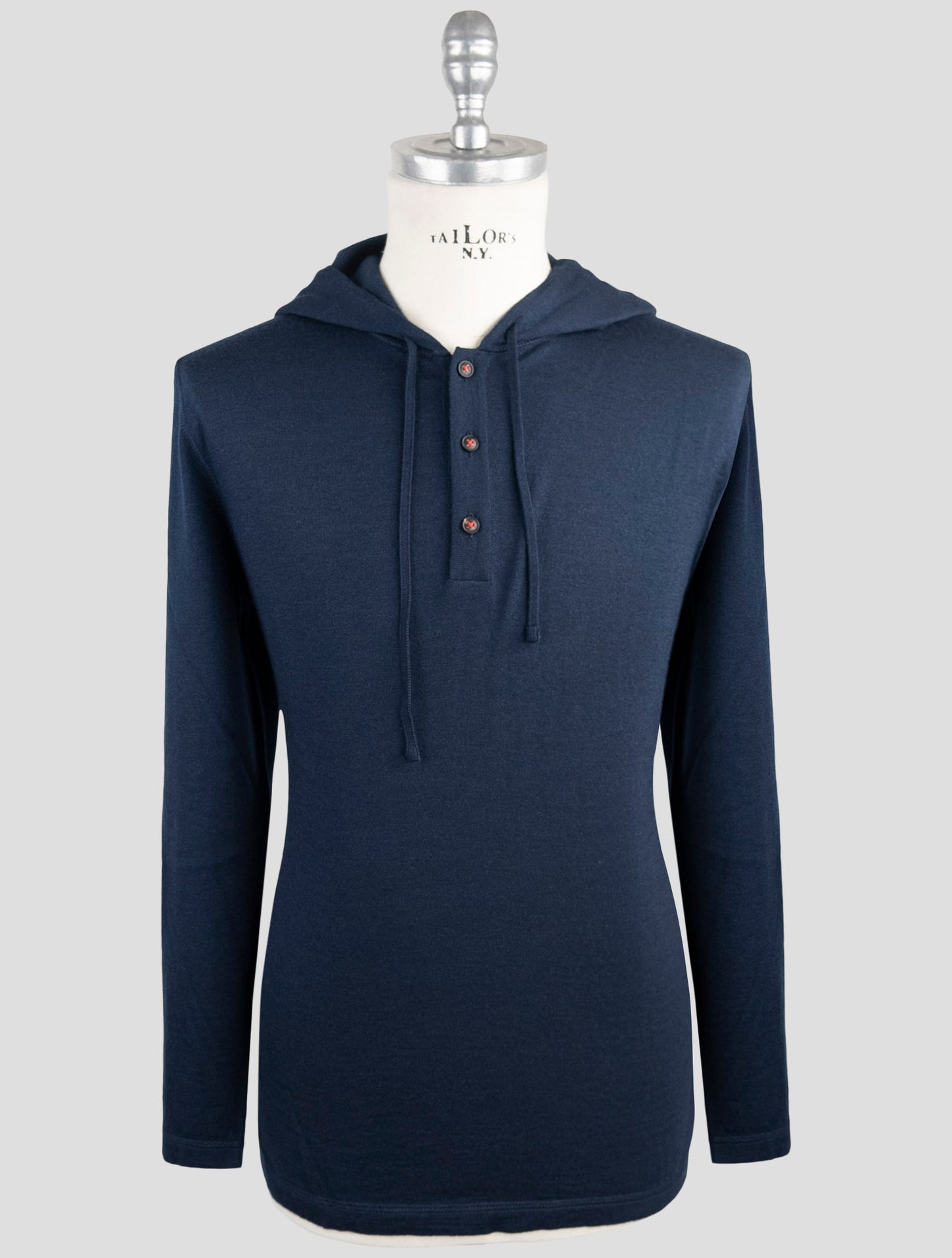 Kiton Blue Cashmere Silk Sweater Hoodie