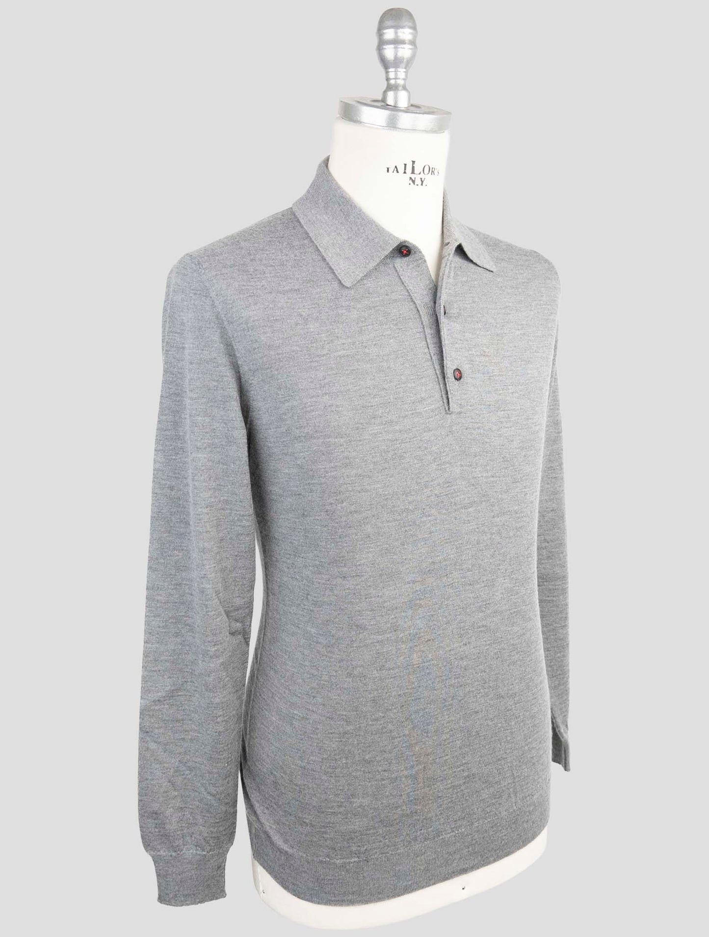Kiton Gray Cashmere Silk Sweater Polo