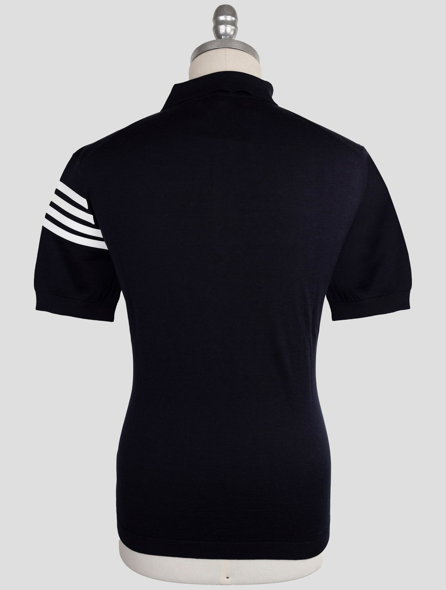 Kiton Blue Silk Cotton Polo Half Zip