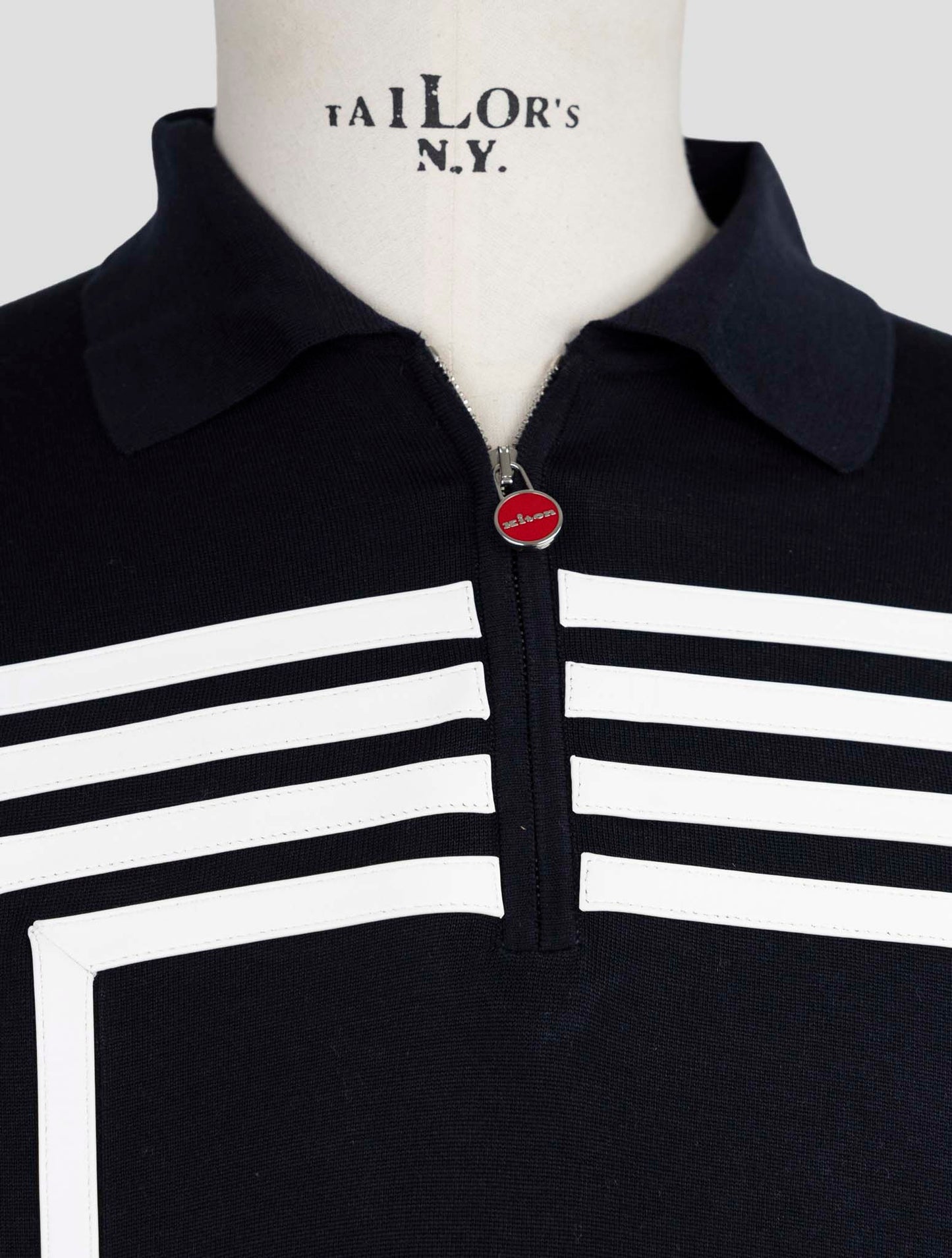 Kiton Blue Silk Cotton Polo Half Zip