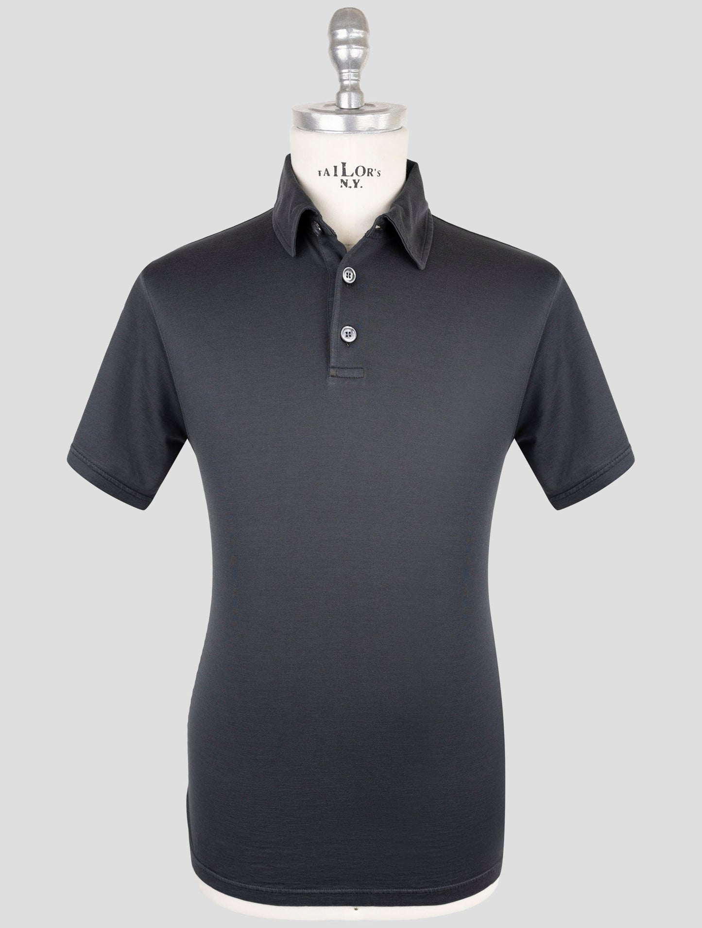 Kiton Dark Gray Silk Cotton Polo