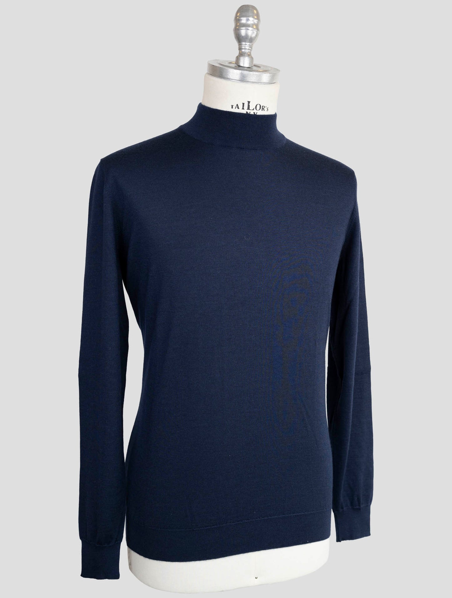 Kiton Blue Cashmere Silk Sweater Half Neck
