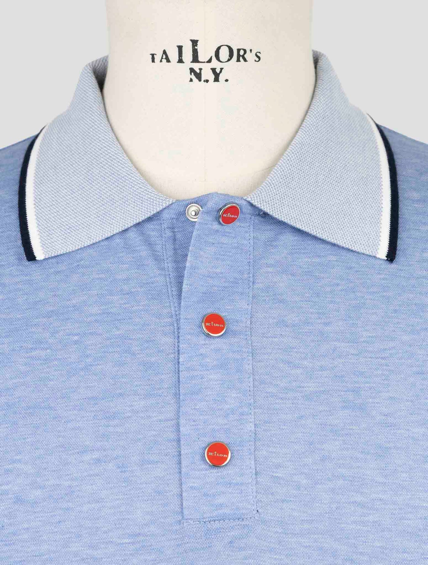 Kiton Light Blue Cotton Polo