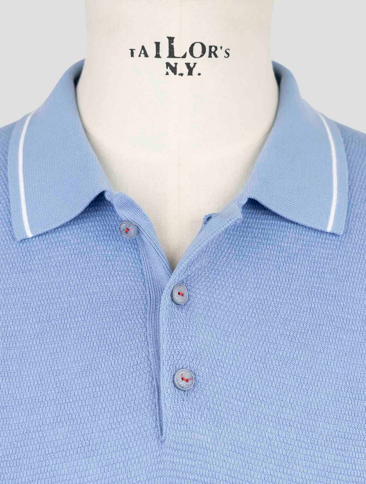 Kiton Light Blue Cotton Polo