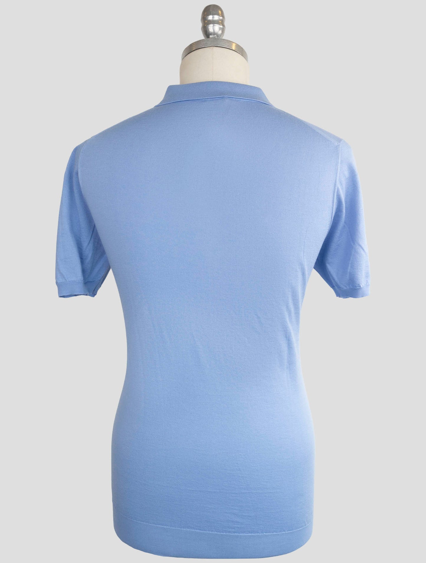 Kiton Light Blue White Cotton Polo