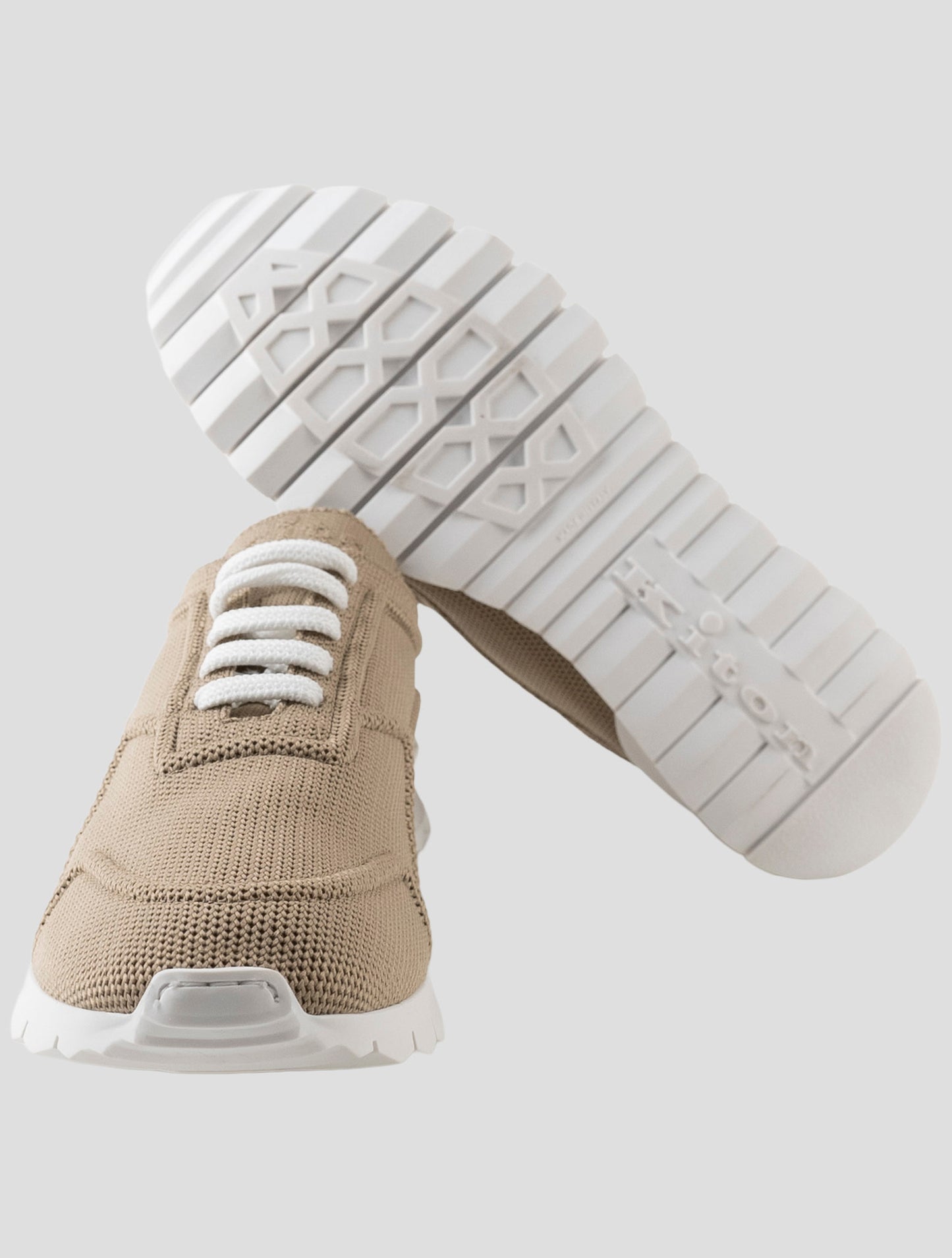 Kiton Beige Cotton Ea Sneakers