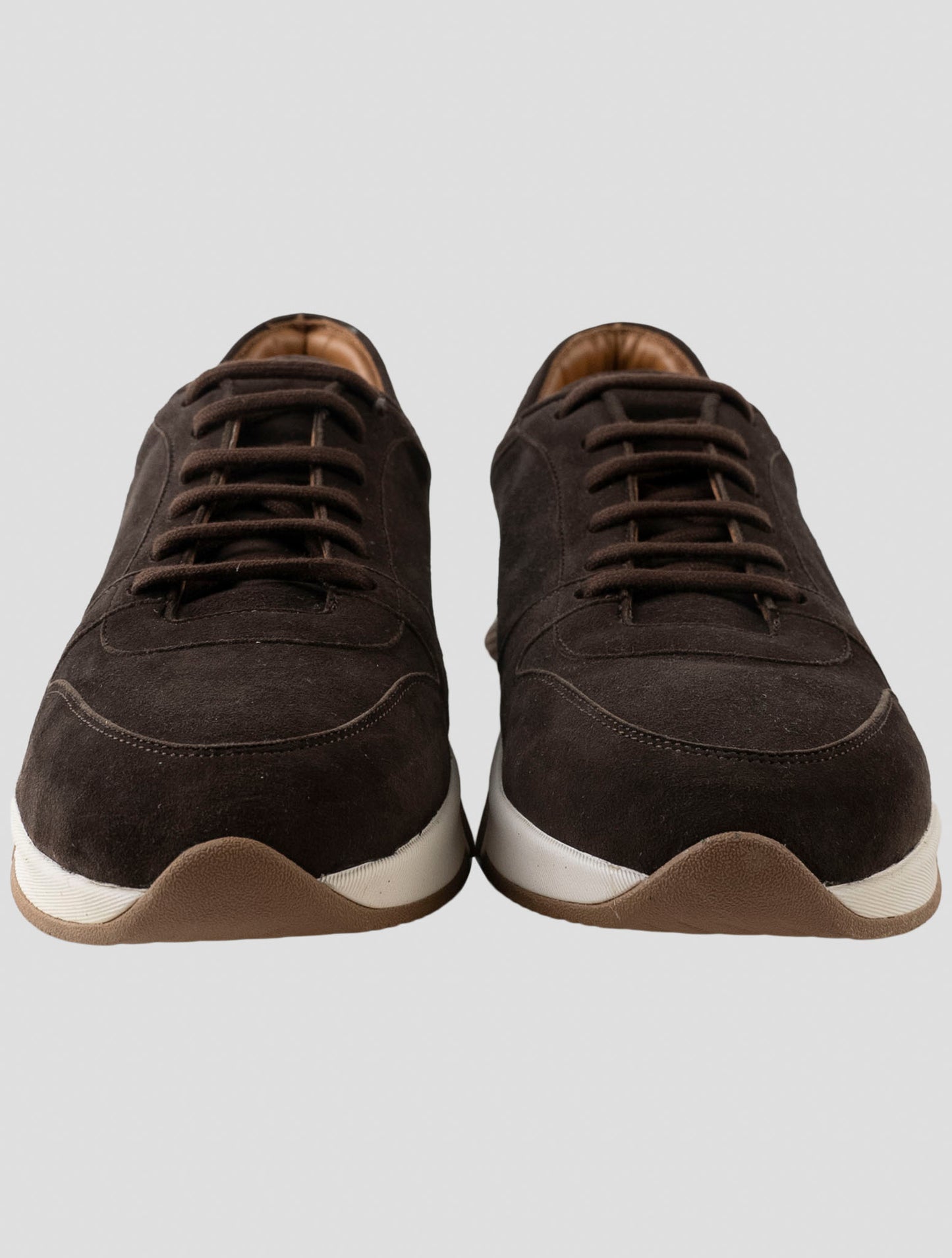Kiton Brown Leather Suede Sneakers