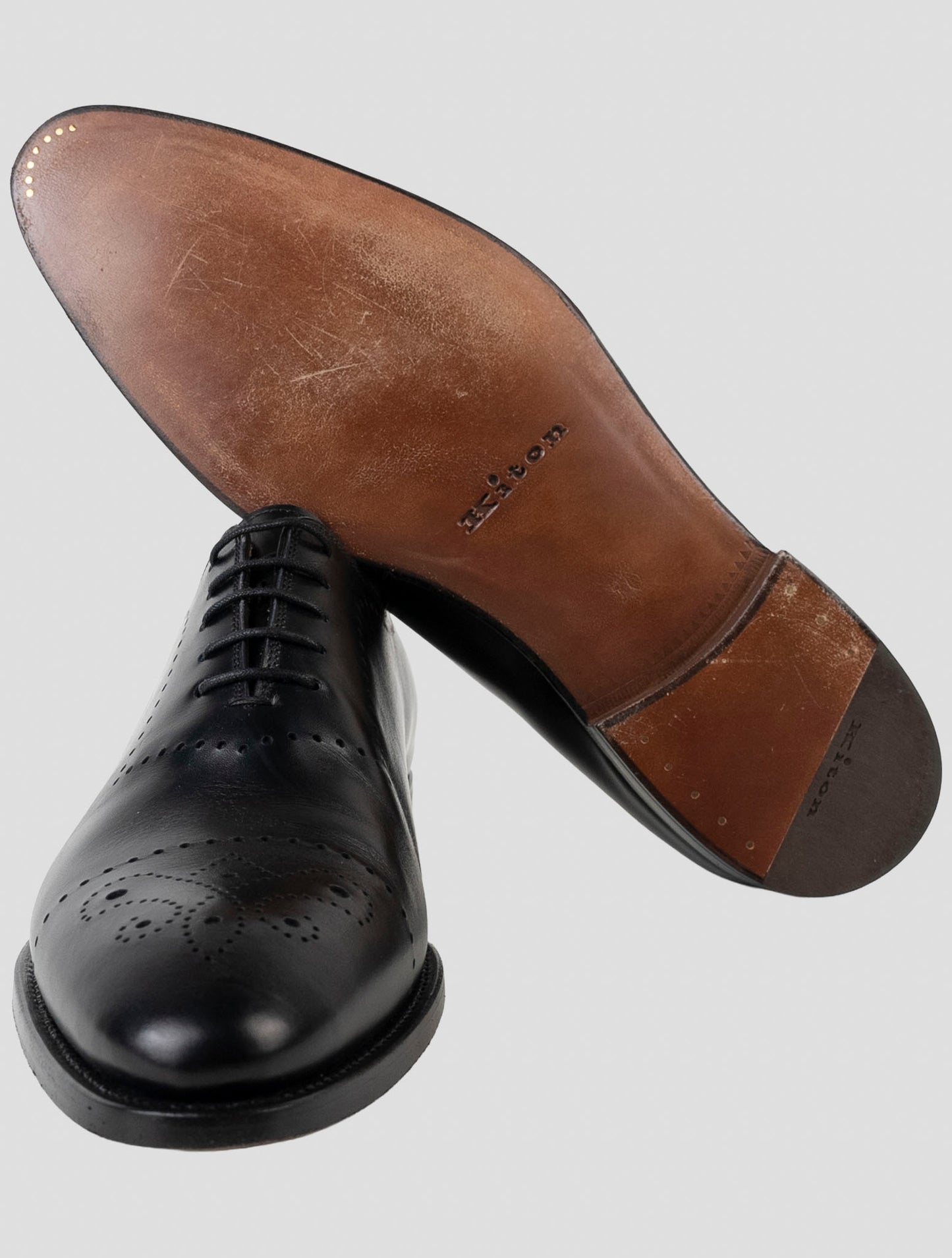 Kiton Black Leather Dress Shoes