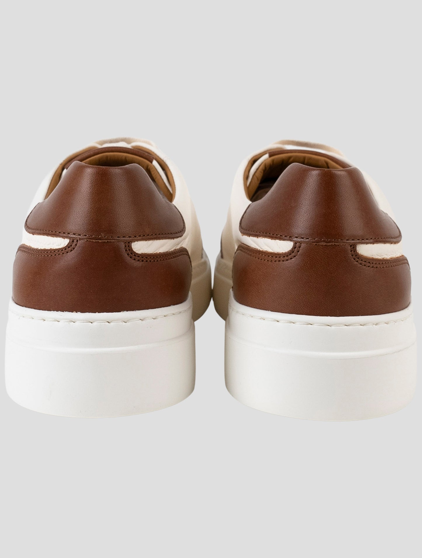 Kiton White Brown Leather Sneakers