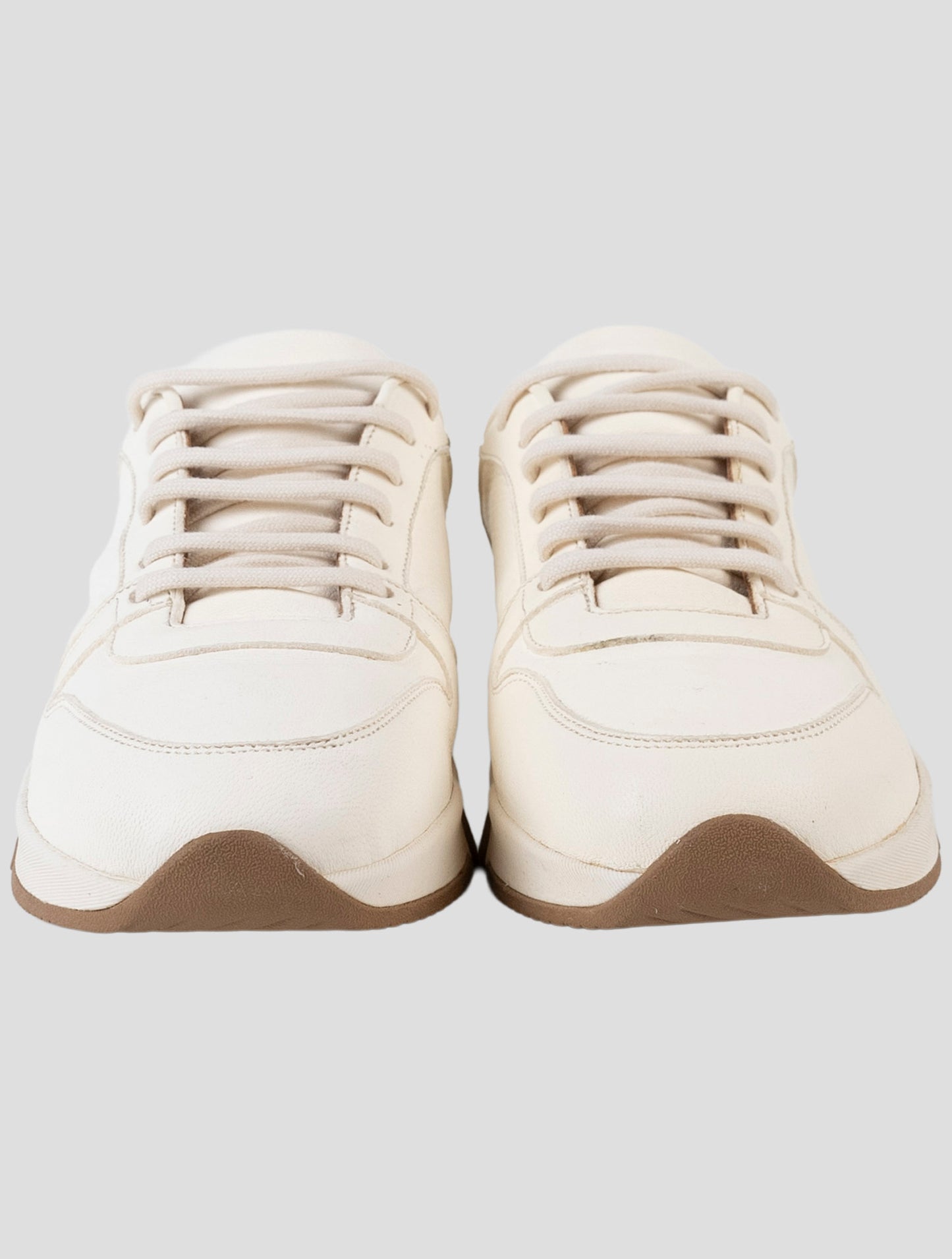 Kiton Beige Leather Sneakers