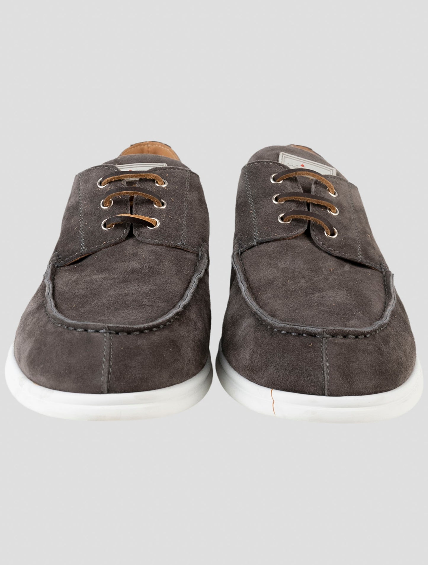 Kiton Gray Leather Suede Loafers