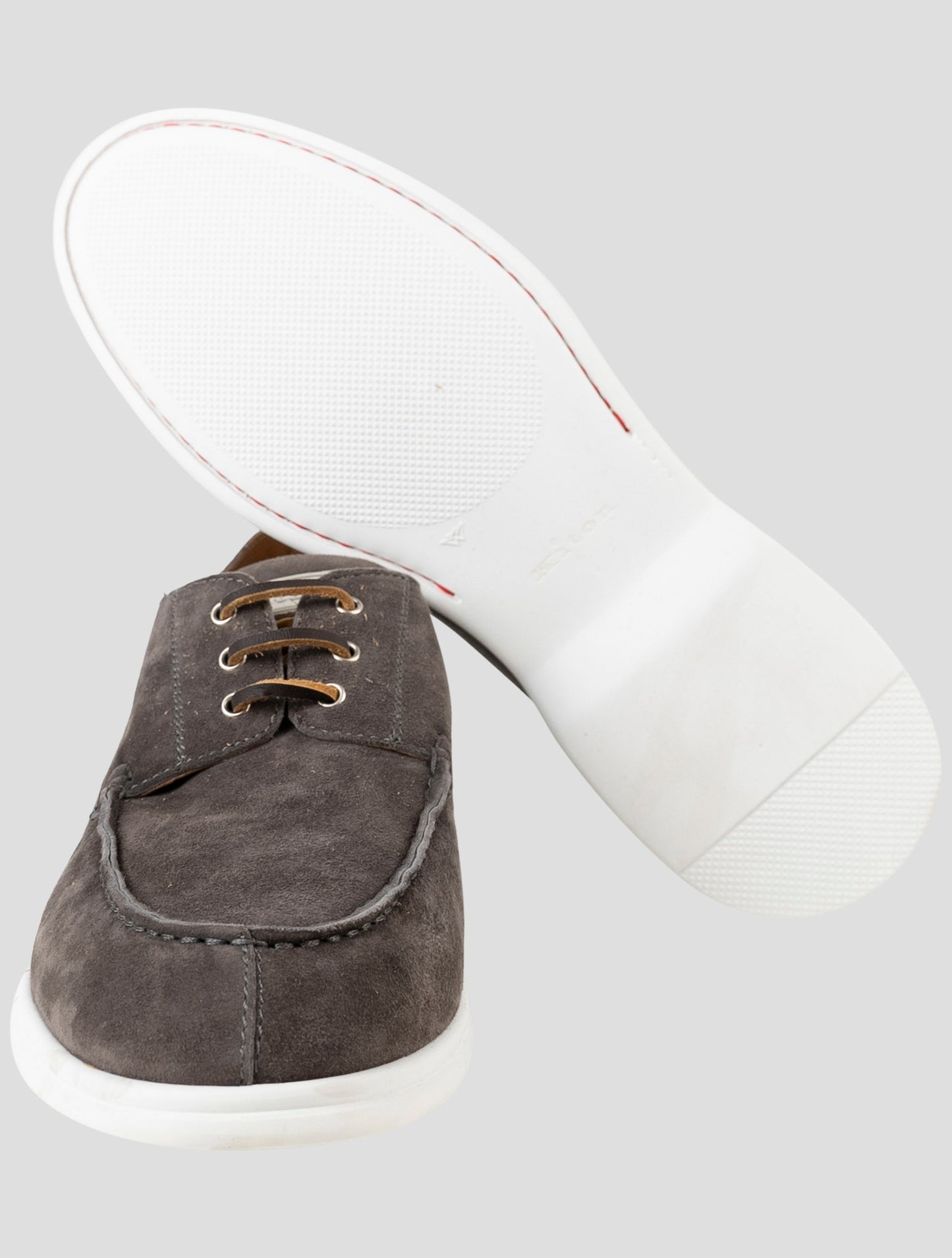 Kiton Gray Leather Suede Loafers