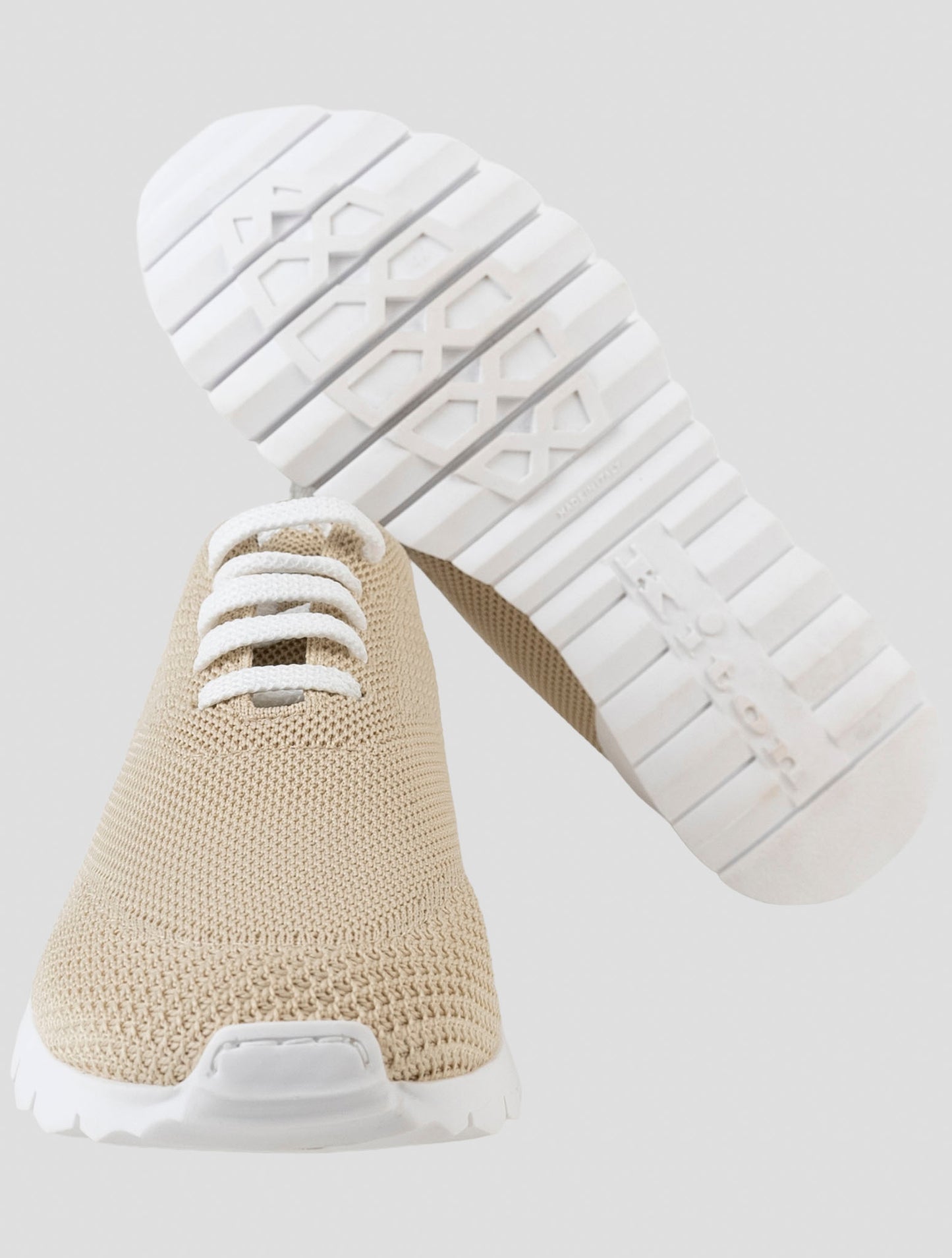 Kiton Beige Cotton Ea Sneakers