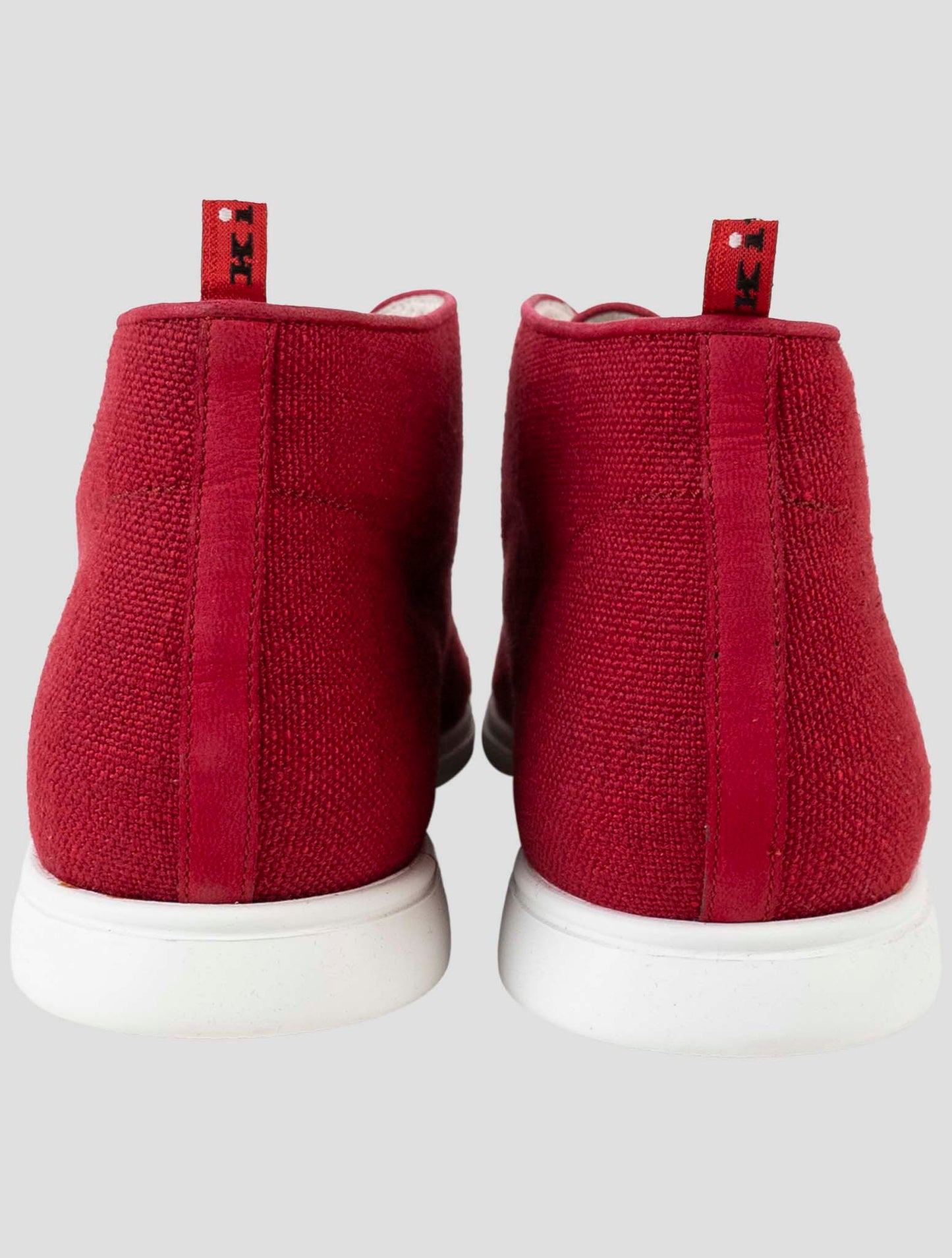 Kiton Red Viscose Linen Sneakers