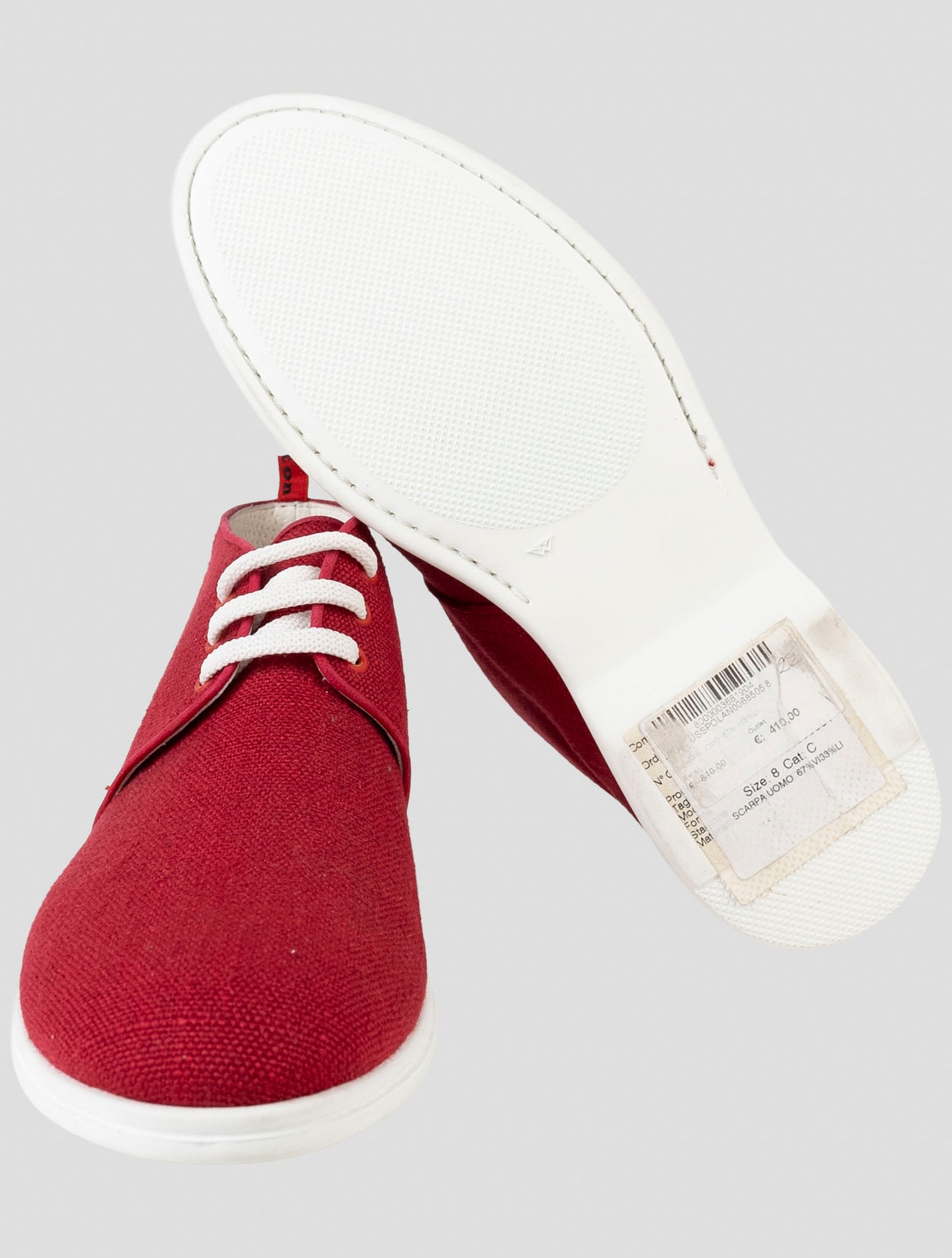 Kiton Red Viscose Linen Sneakers