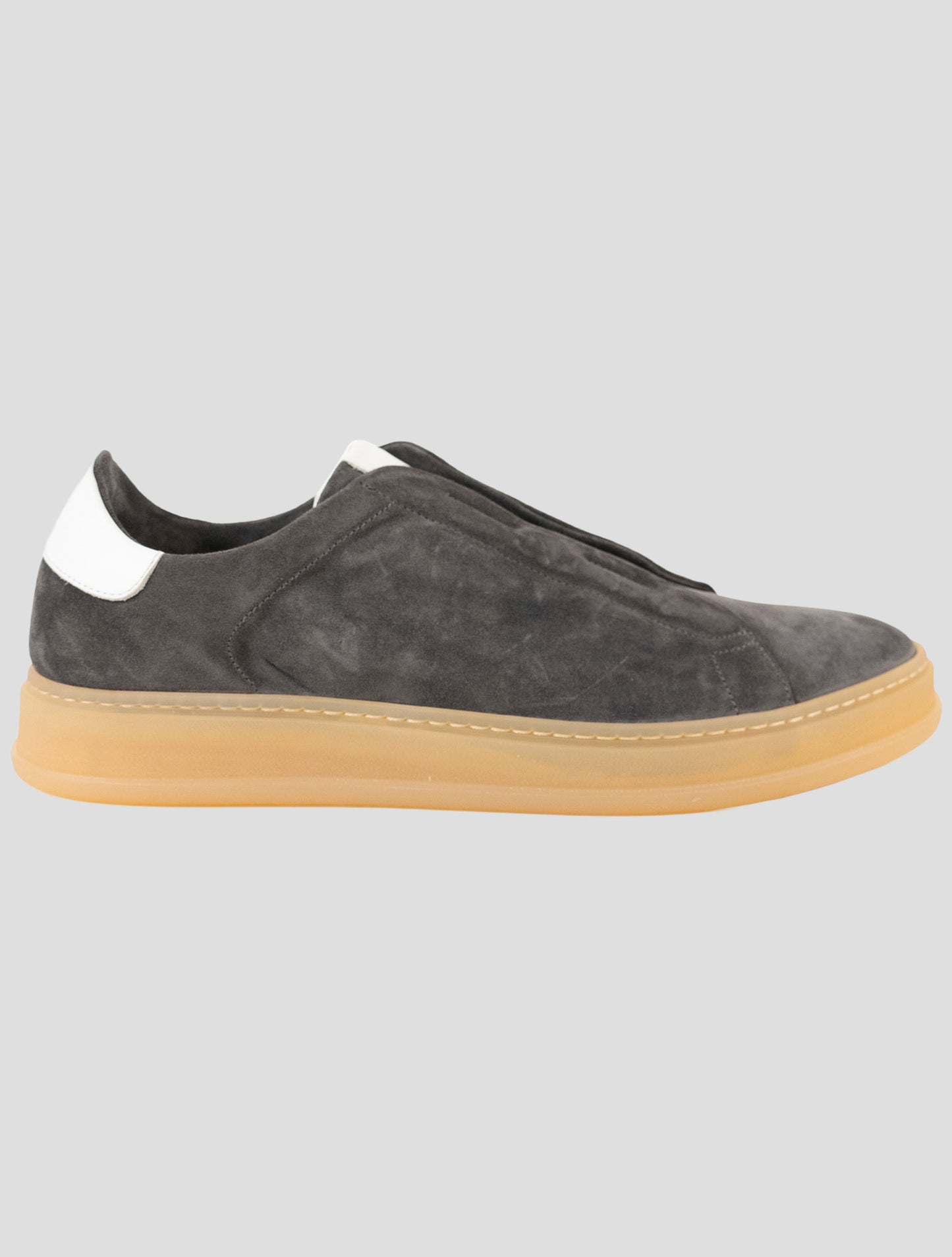 Kiton Gray Leather Suede Sneakers