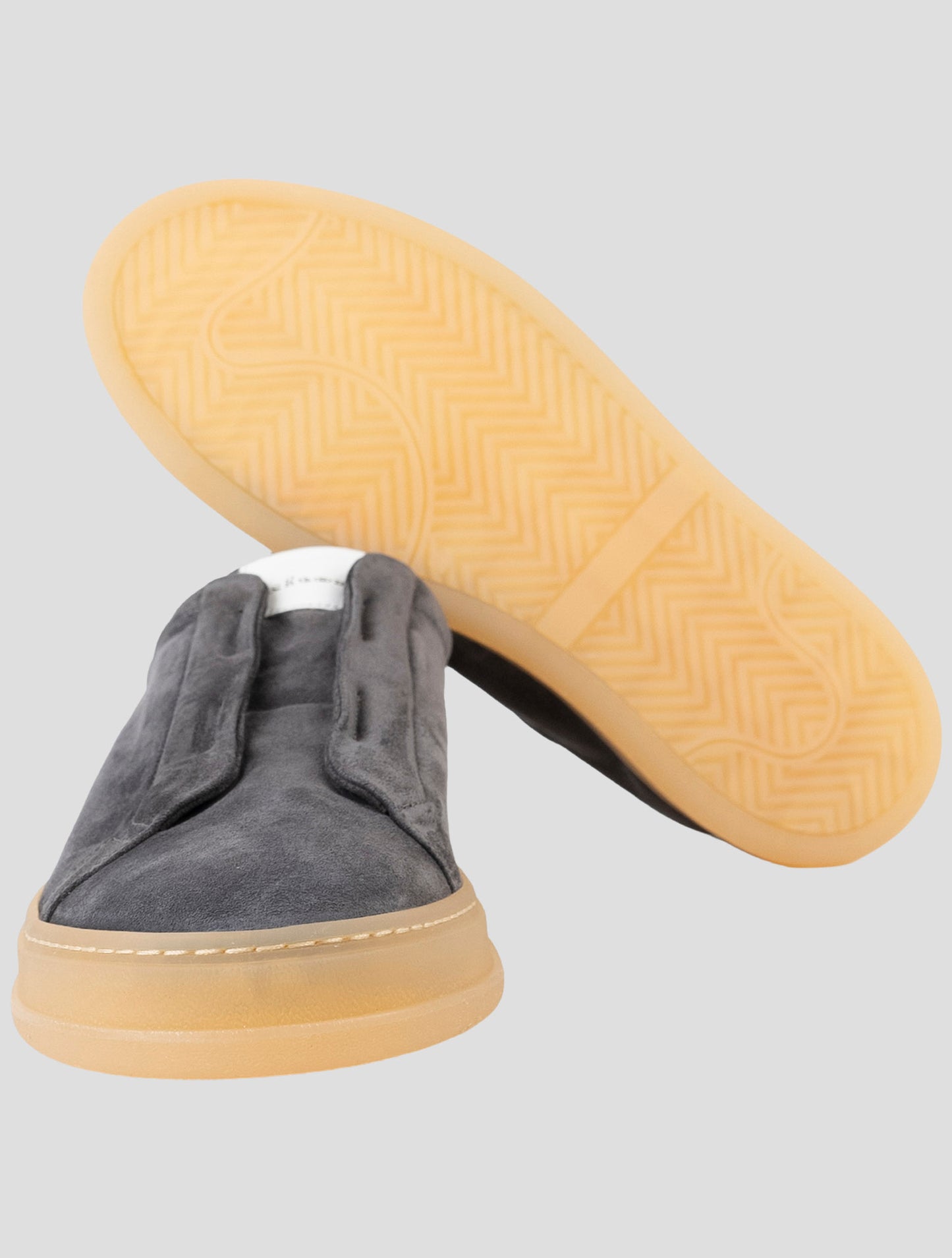 Kiton Gray Leather Suede Sneakers