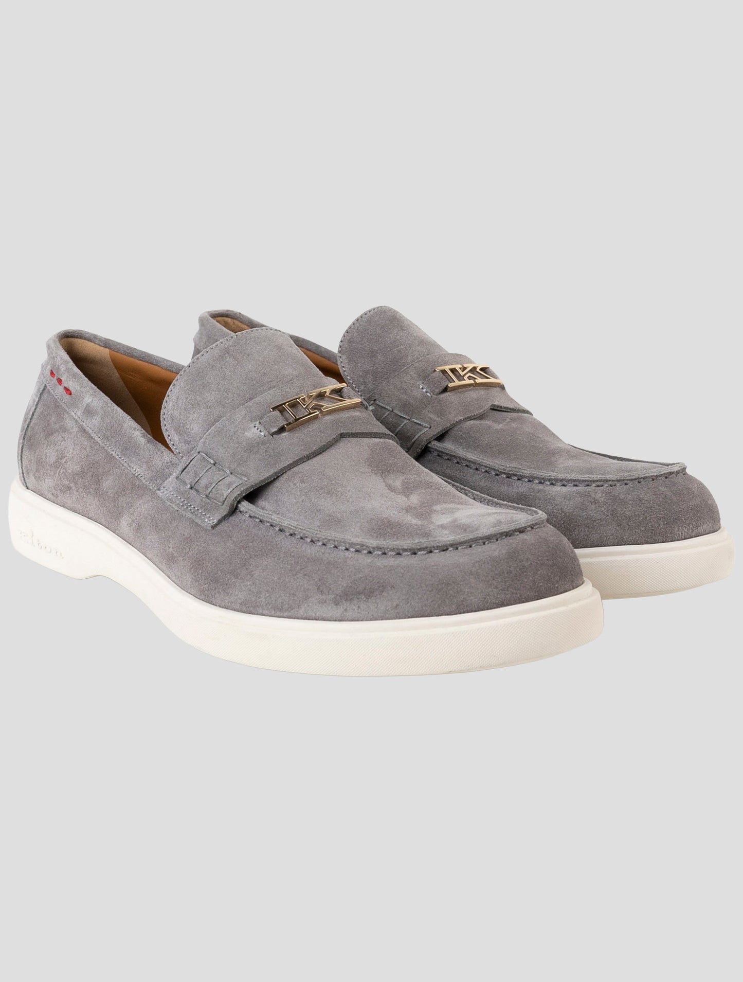 Kiton Gray Leather Suede Loafers