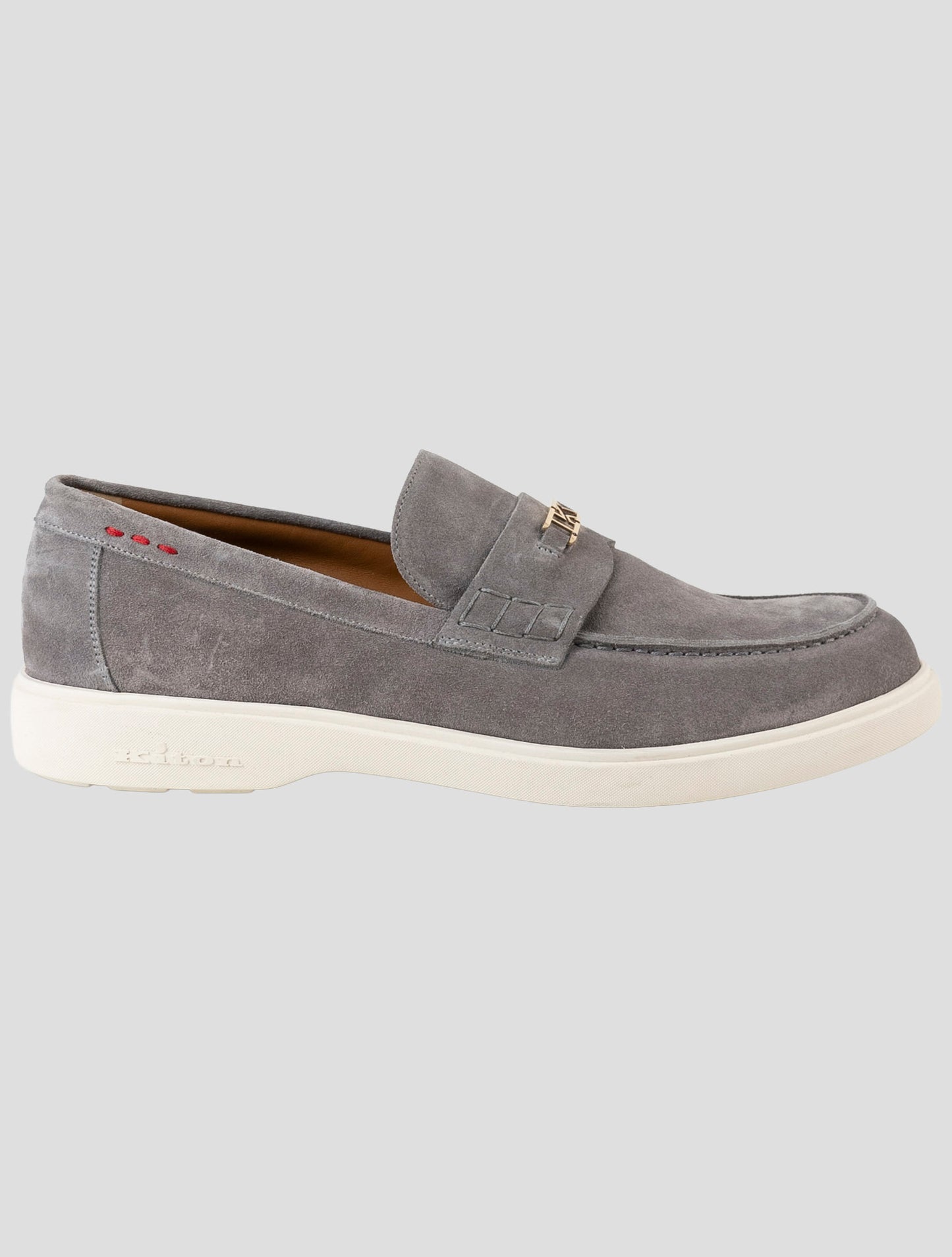 Kiton Gray Leather Suede Loafers