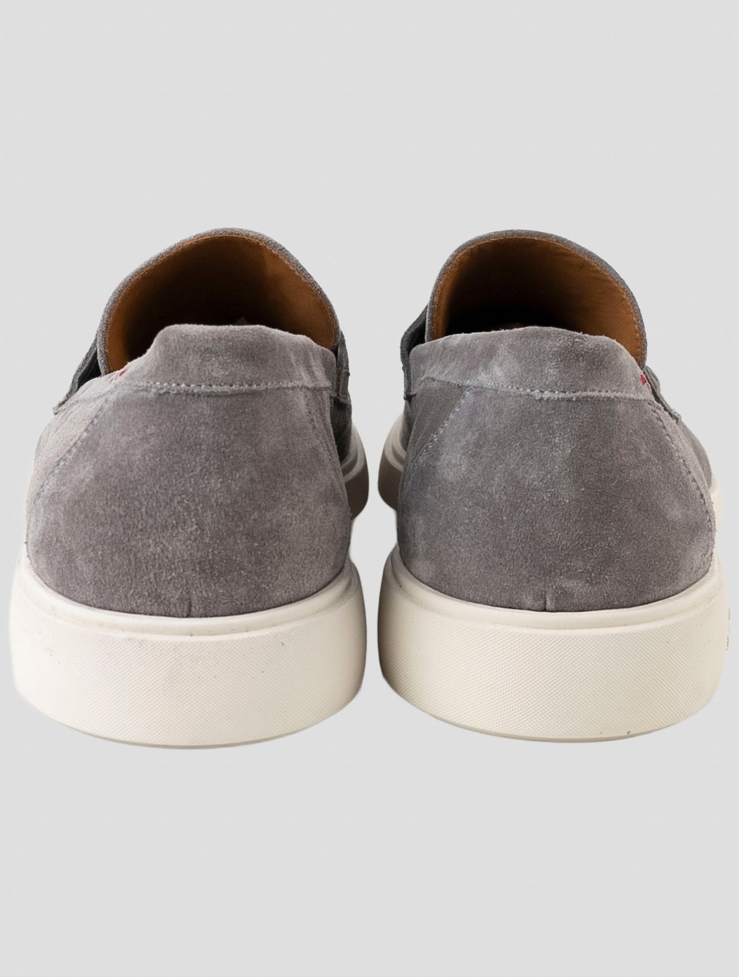 Kiton Gray Leather Suede Loafers