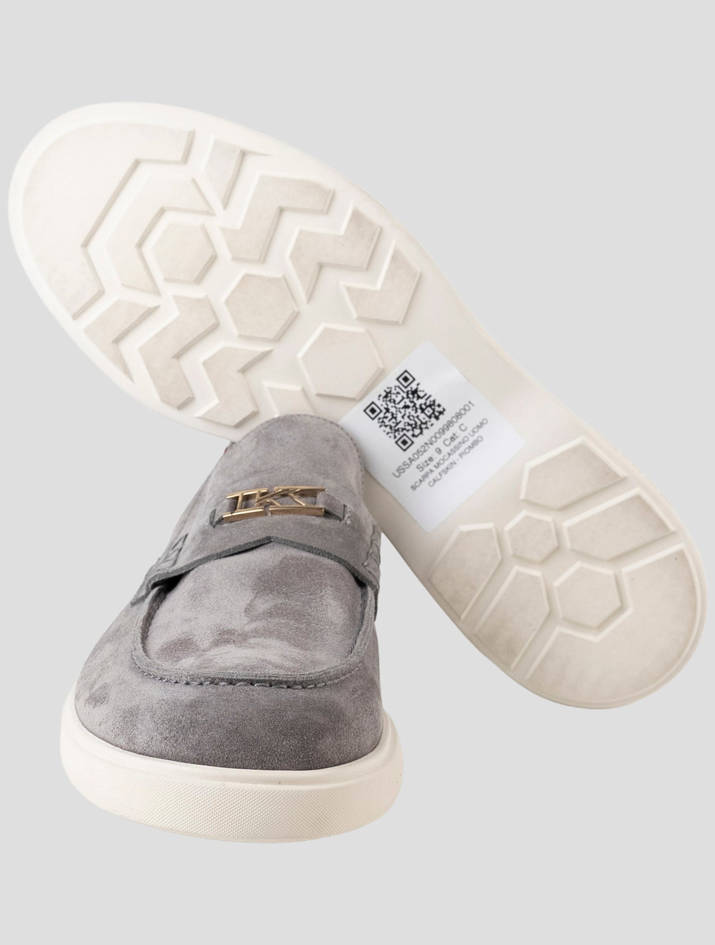 Kiton Gray Leather Suede Loafers
