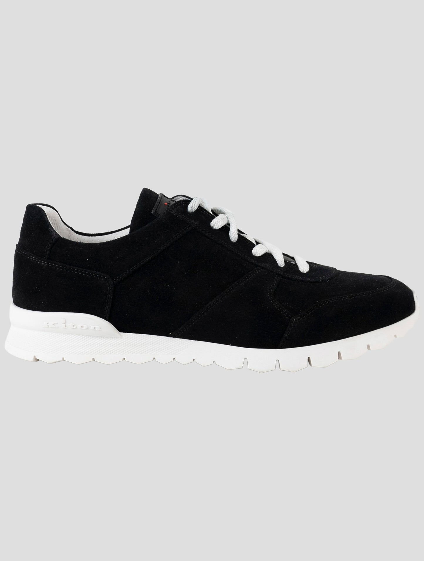Kiton Black Leather Suede Sneakers
