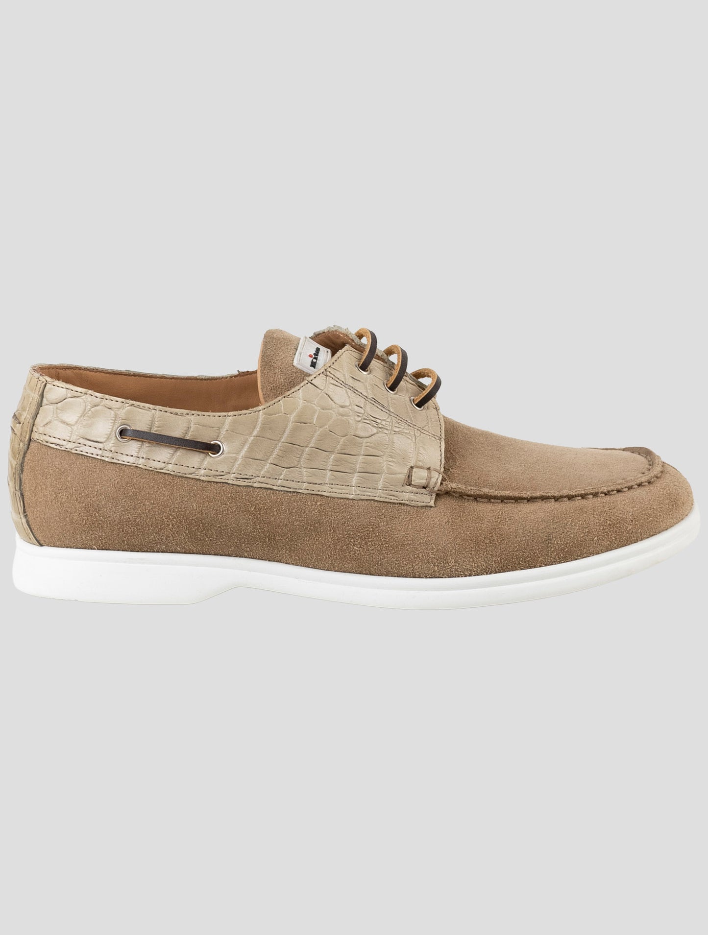 Kiton Beige Crocodile Leather Suede Loafers