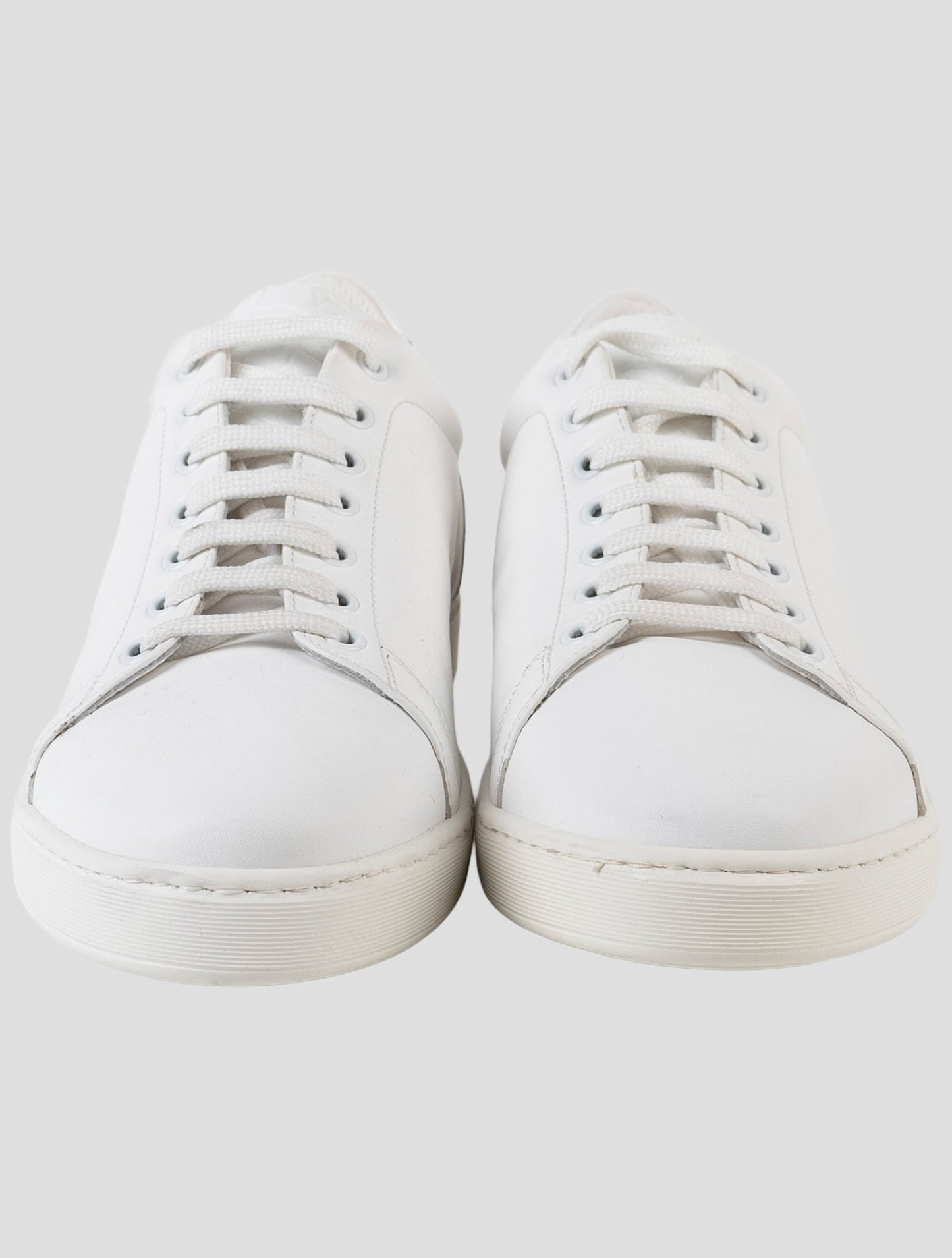 Kiton White Leather Crocodile Leather Suede Sneakers
