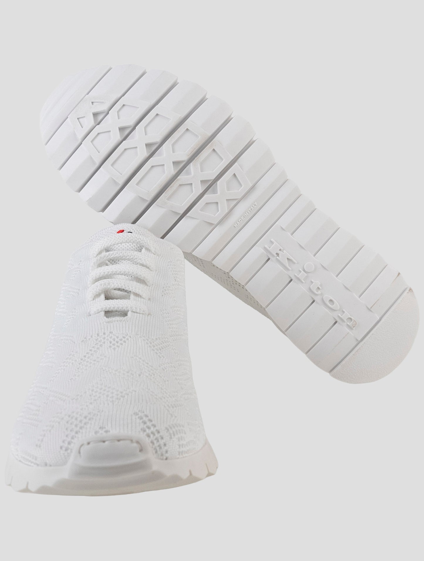 Kiton White Cotton Ea Sneakers