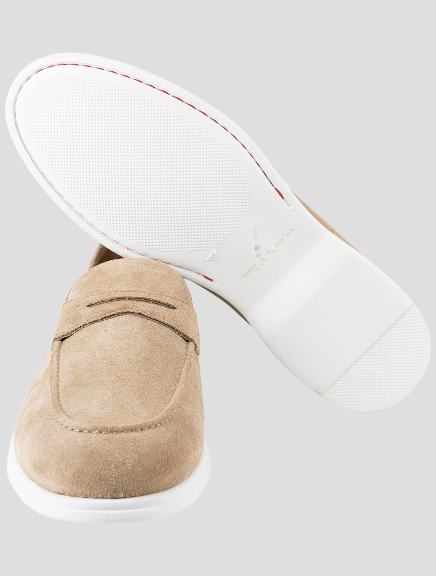 Kiton Beige Leather Suede Loafers