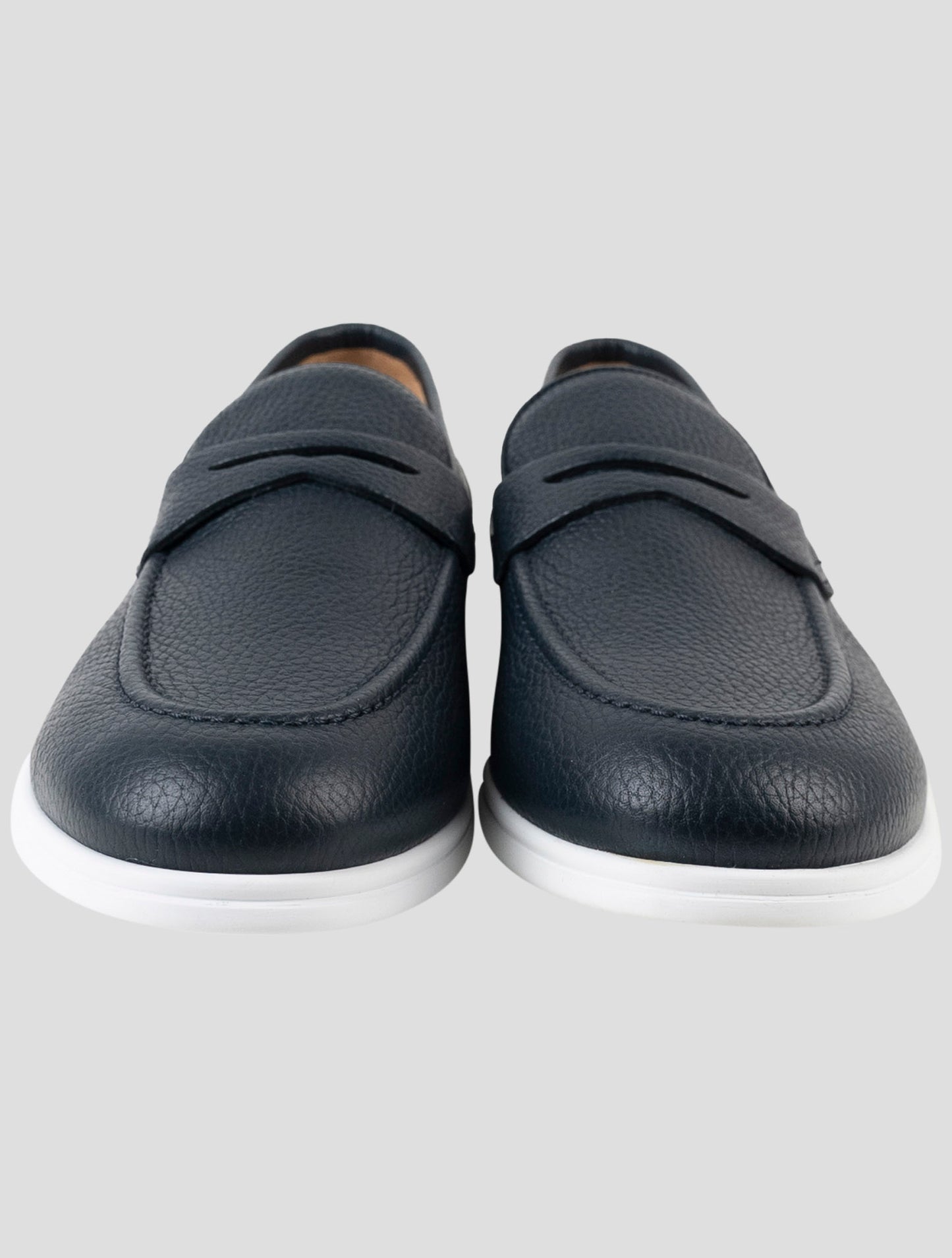 Kiton Blue Leather Loafers