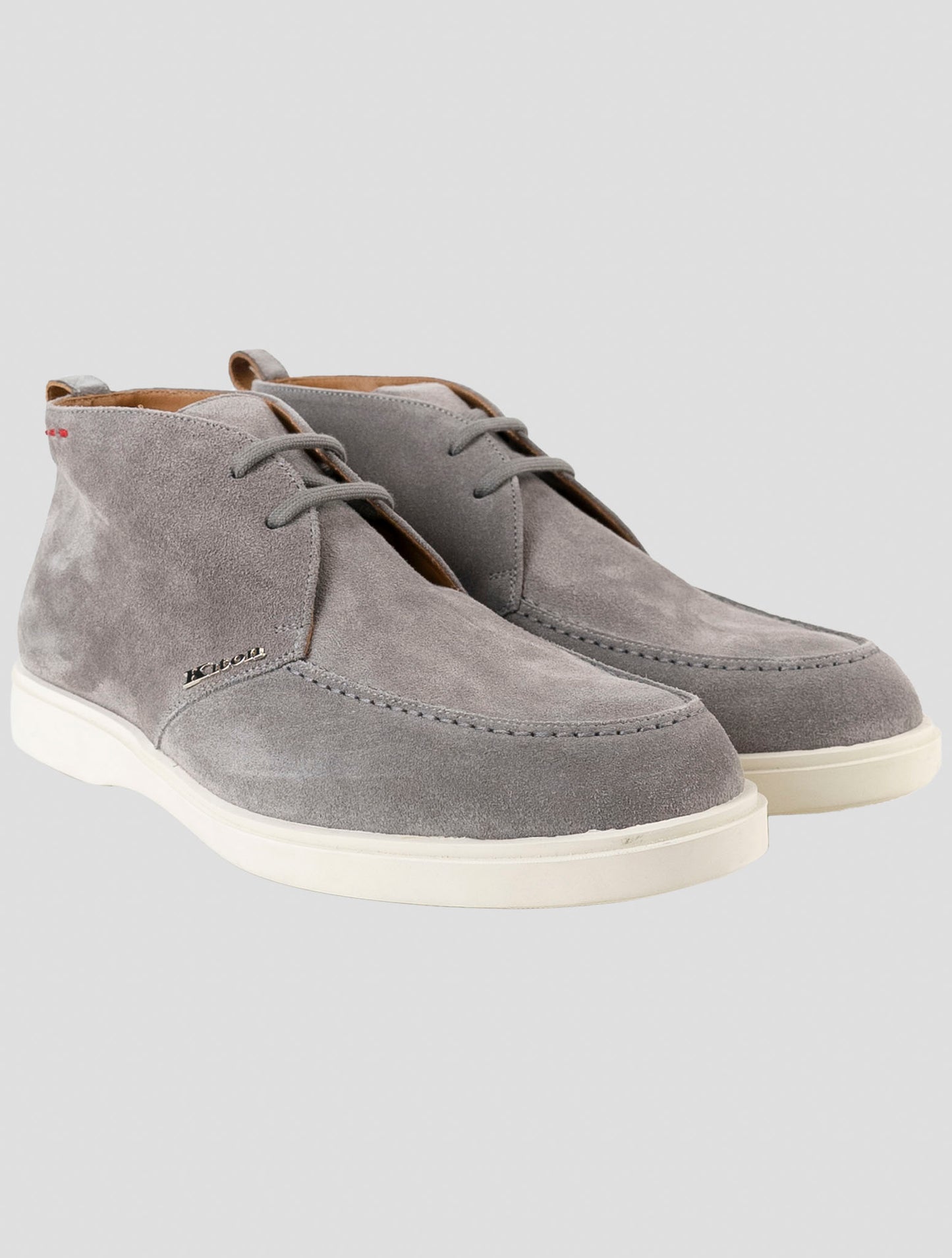 Kiton Gray Leather Suede Sneakers
