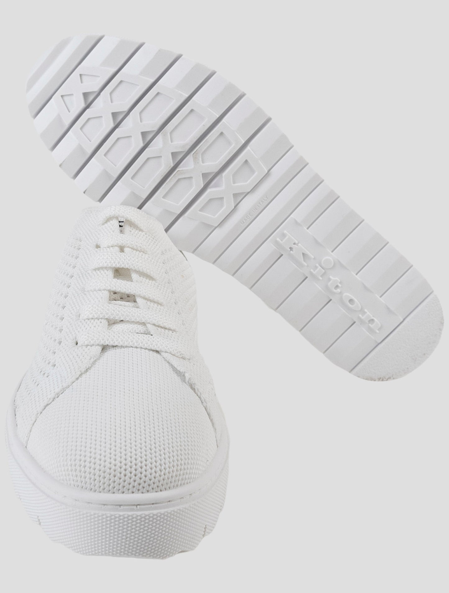 Kiton White Cotton Ea Sneakers